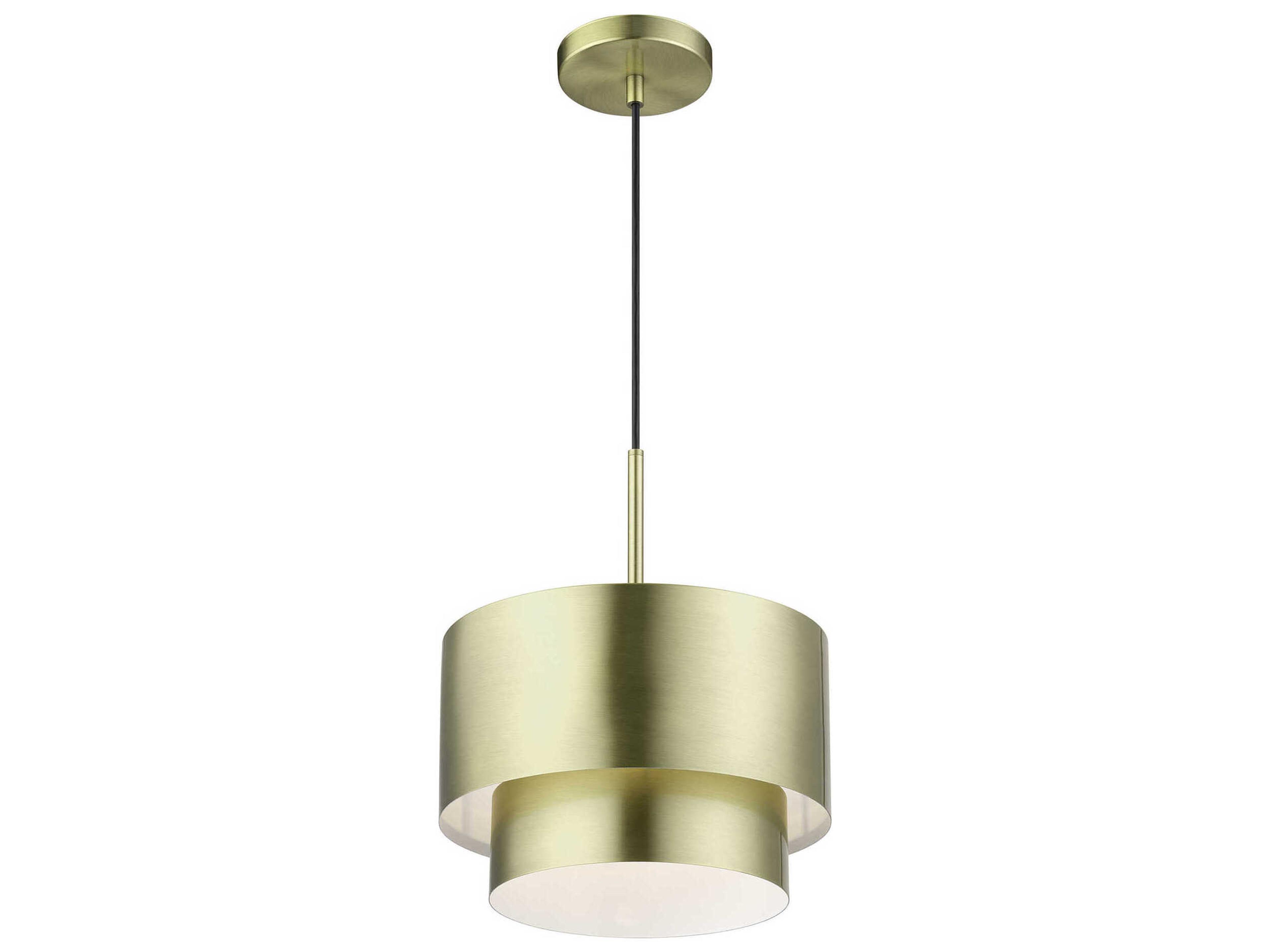 Livex Lighting Zolana 1-Light Antique Brass Gray Drum Mini Pendant