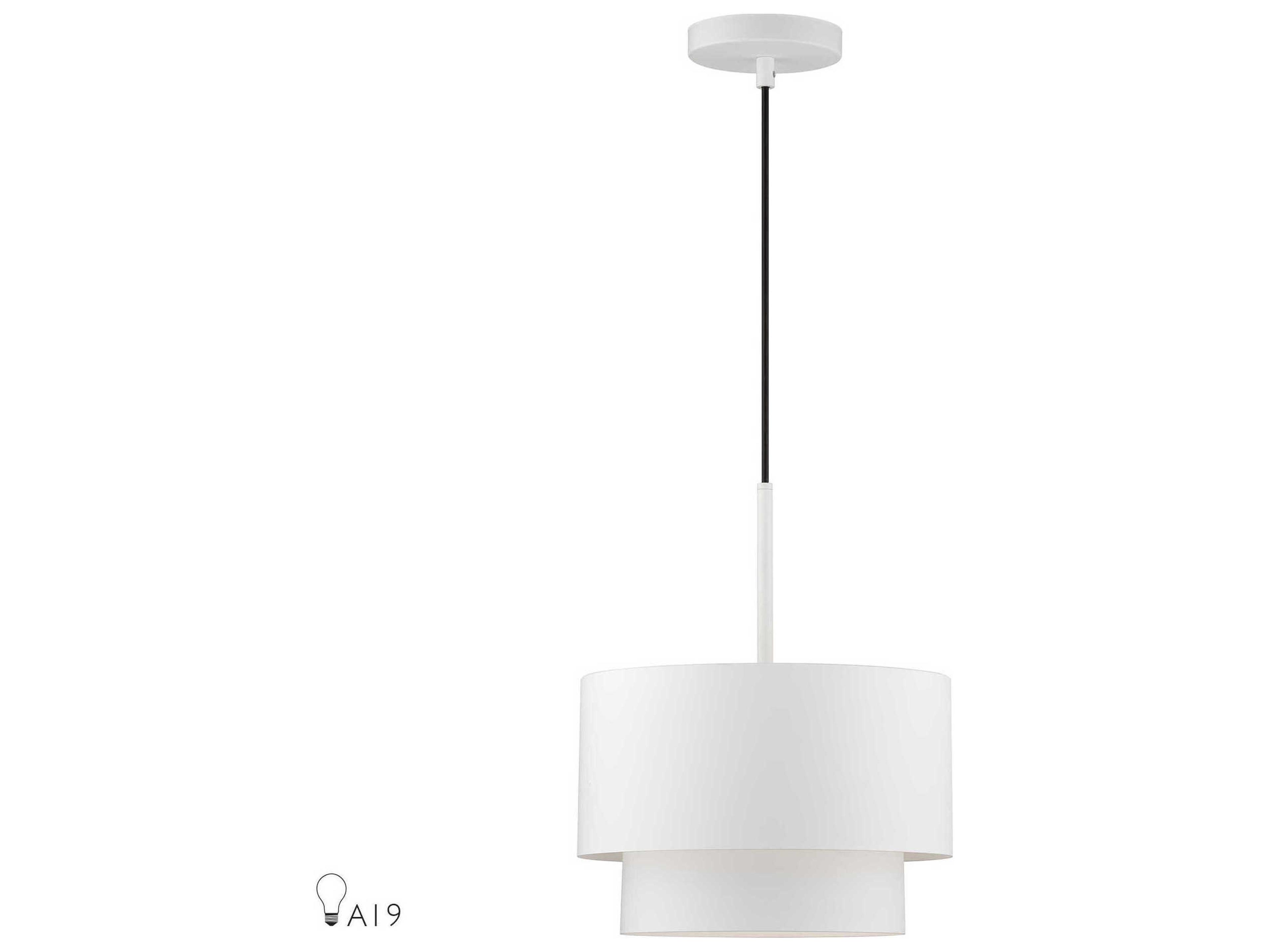 Livex Lighting Zolana 1-Light White Drum Mini Pendant