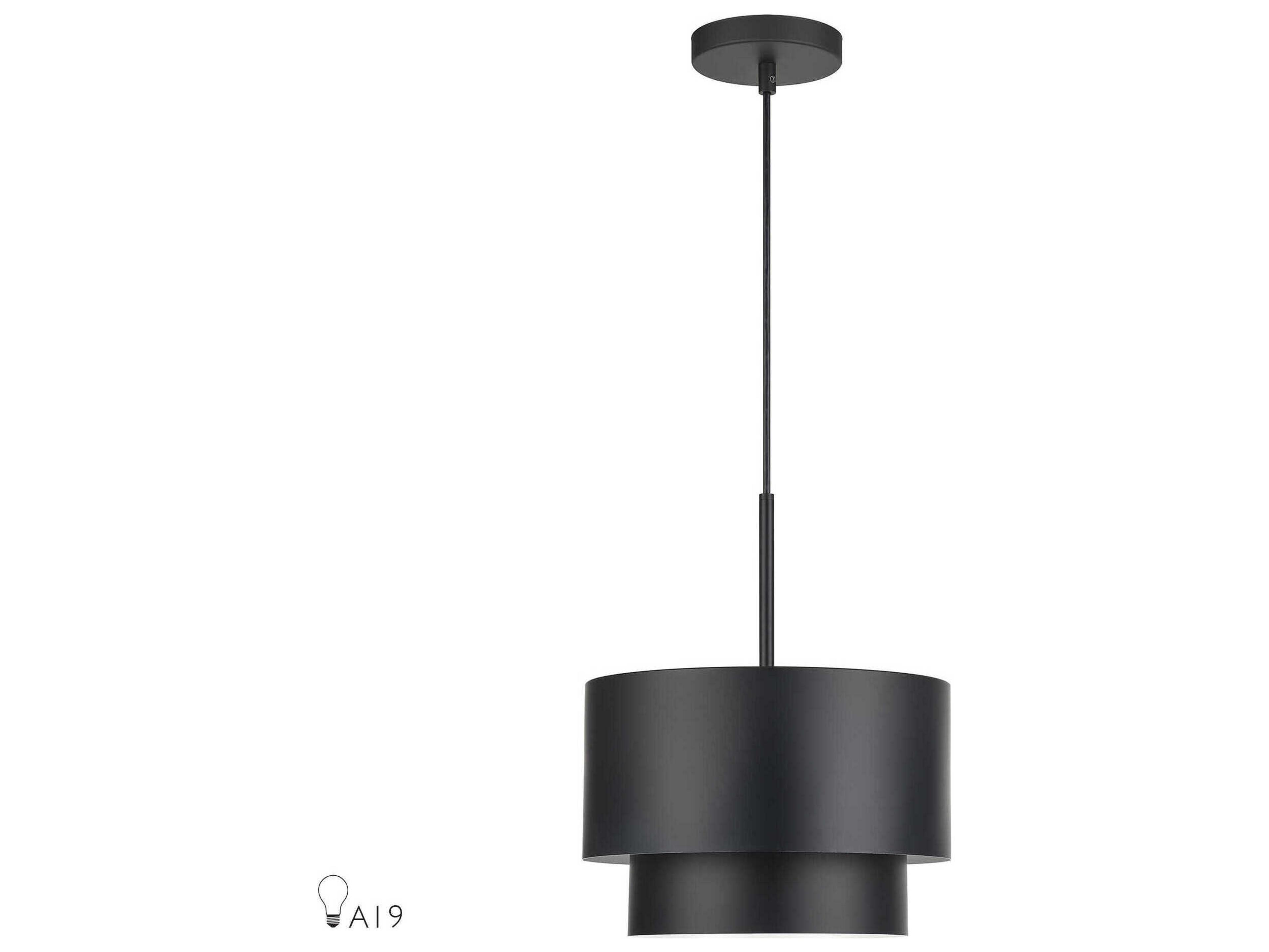 Livex Lighting Zolana 1-Light Black Drum Mini Pendant