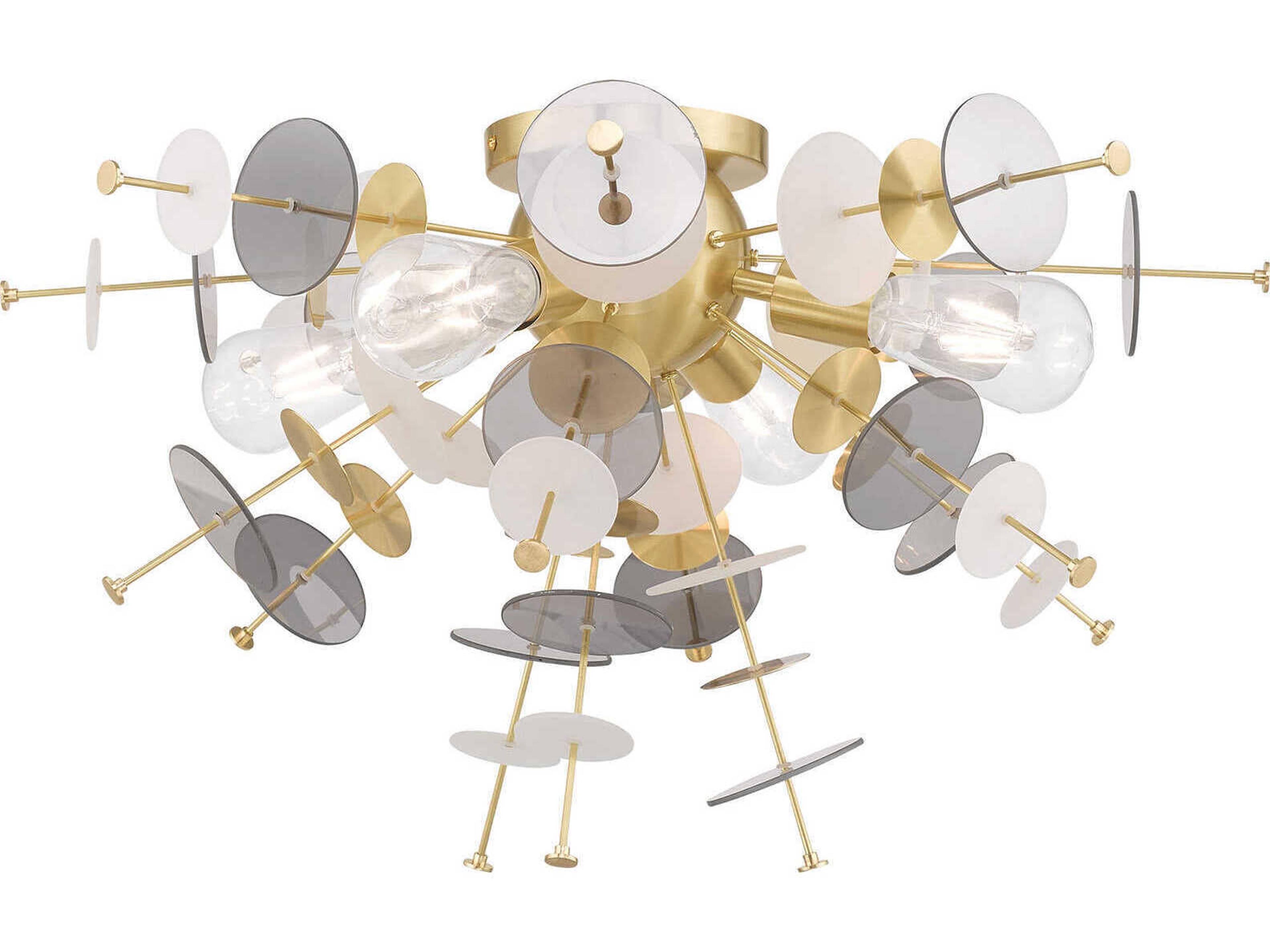 Livex Lighting Circulo 4-Light Satin Brass Glass Semi Flush Mount