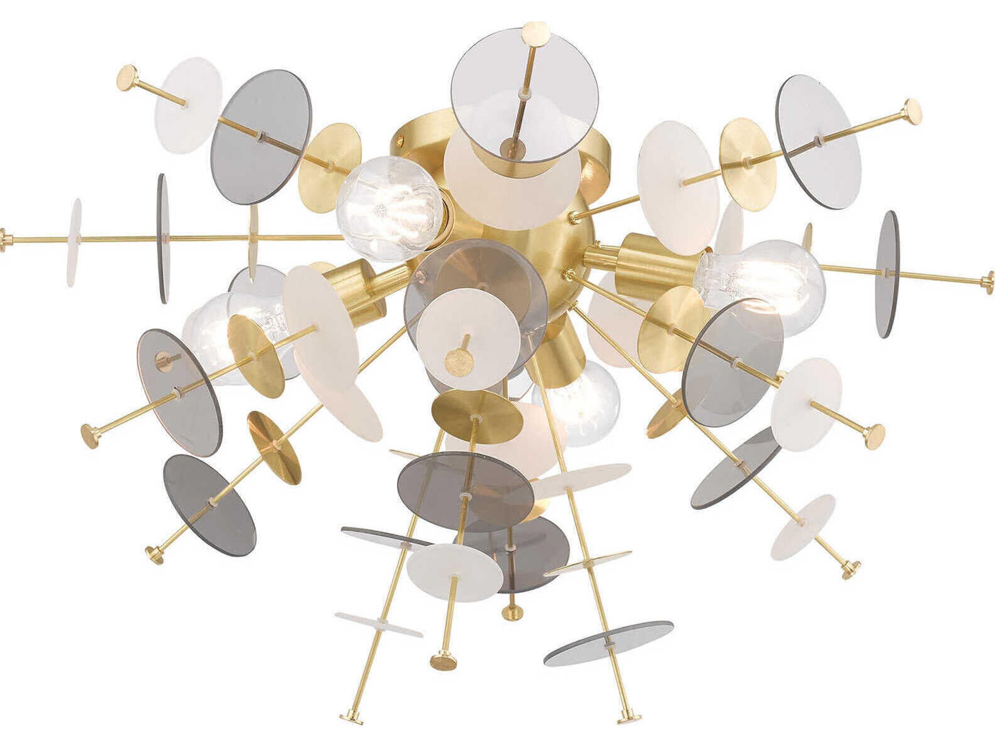 Livex Lighting Circulo 4-Light Satin Brass Glass Semi Flush Mount