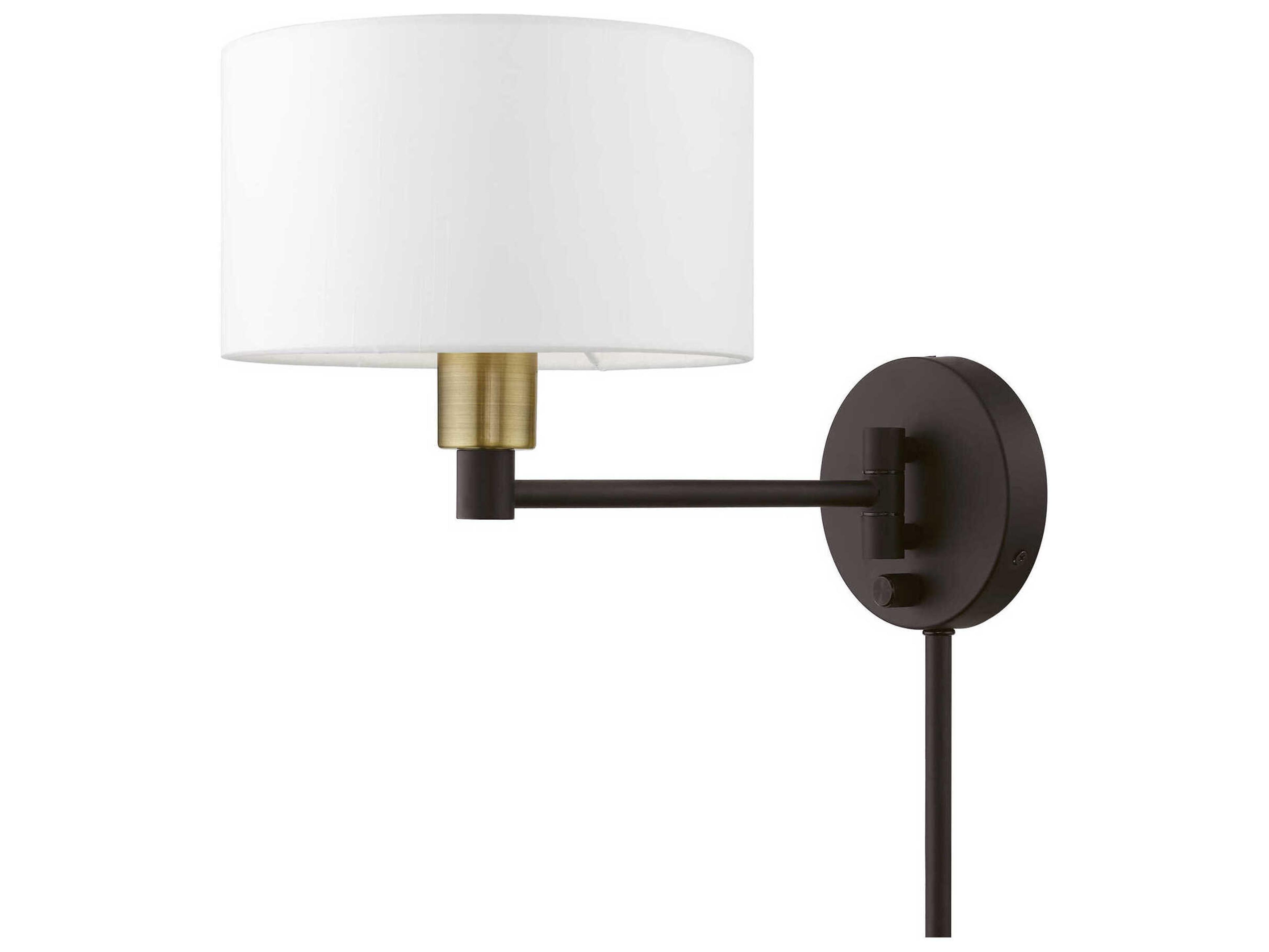 1 - Light Swing Arm with Off-White Shade