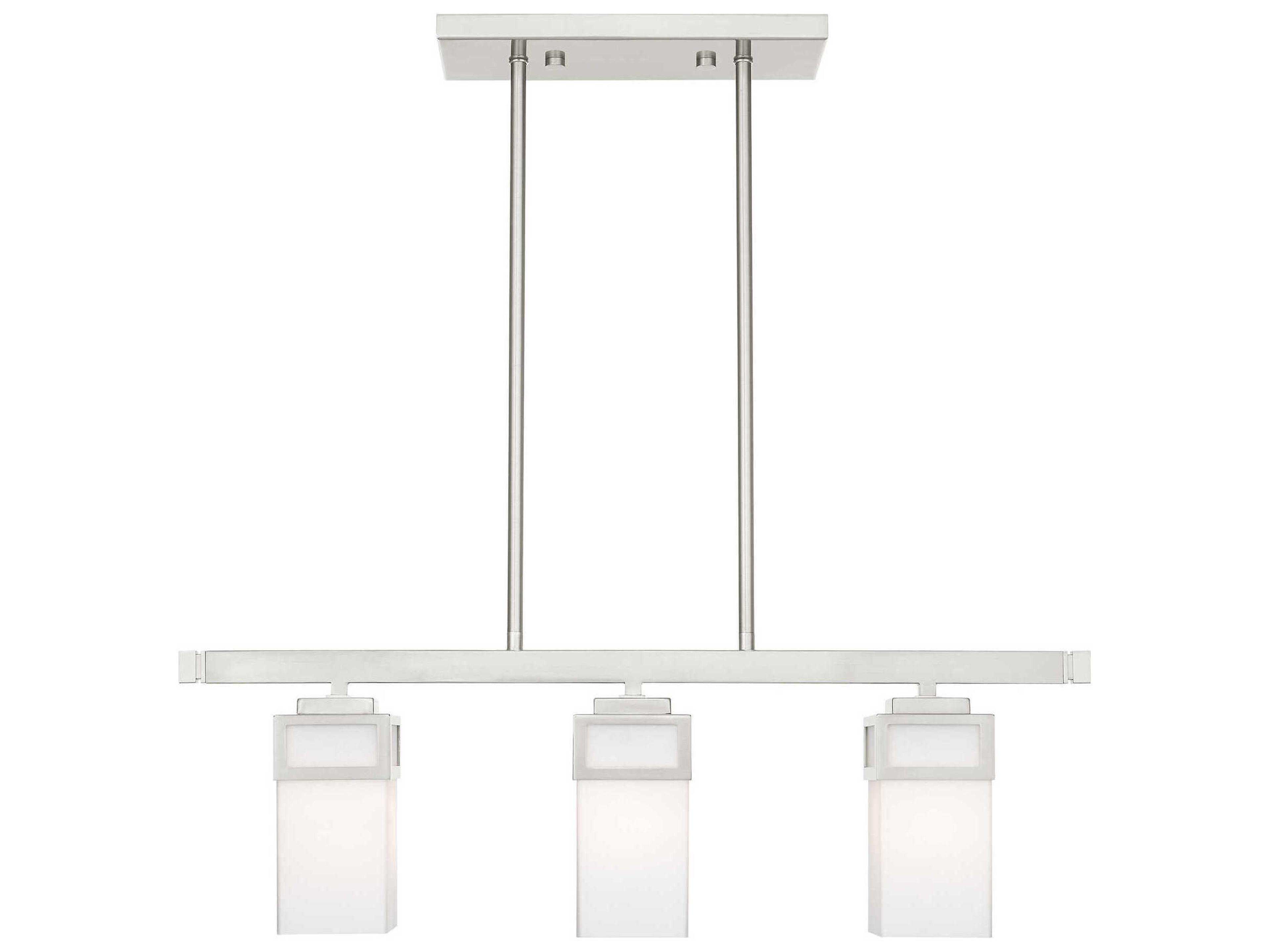 Harding 3-Light Brushed Nickel Glass Island Pendant