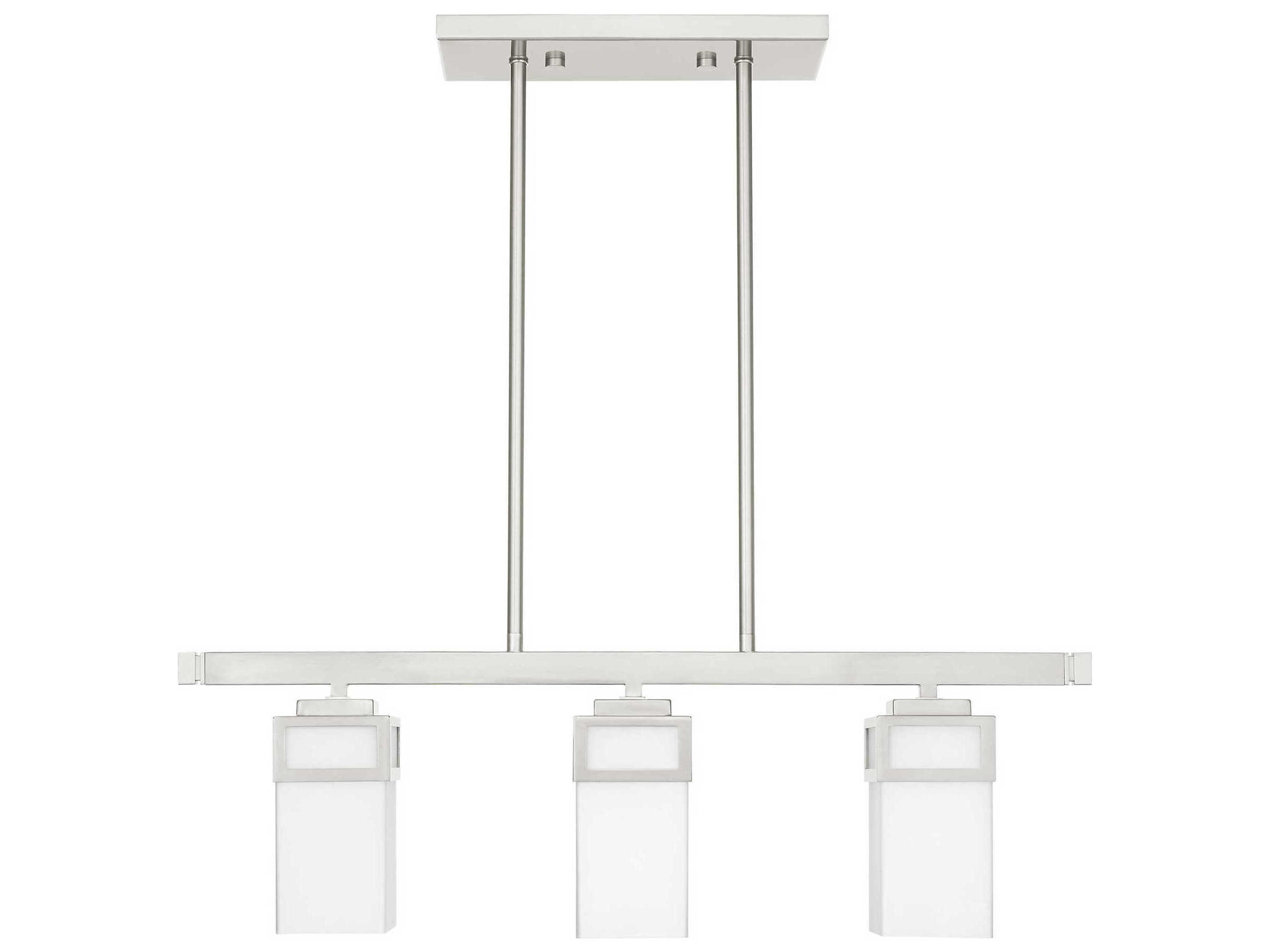 Livex Lighting Harding 3-Light Brushed Nickel Glass Island Pendant