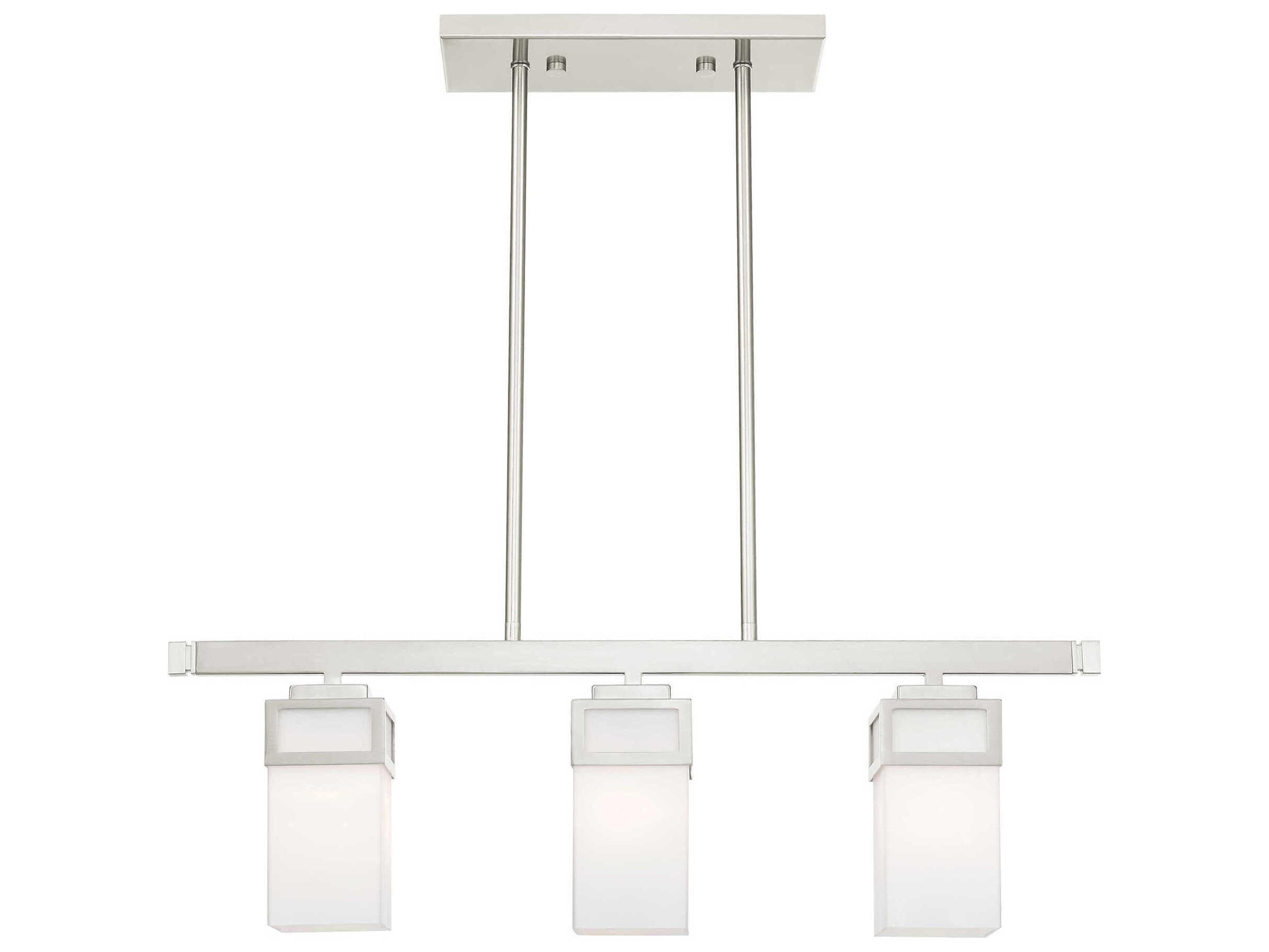 Livex Lighting Harding 3-Light Brushed Nickel Glass Island Pendant