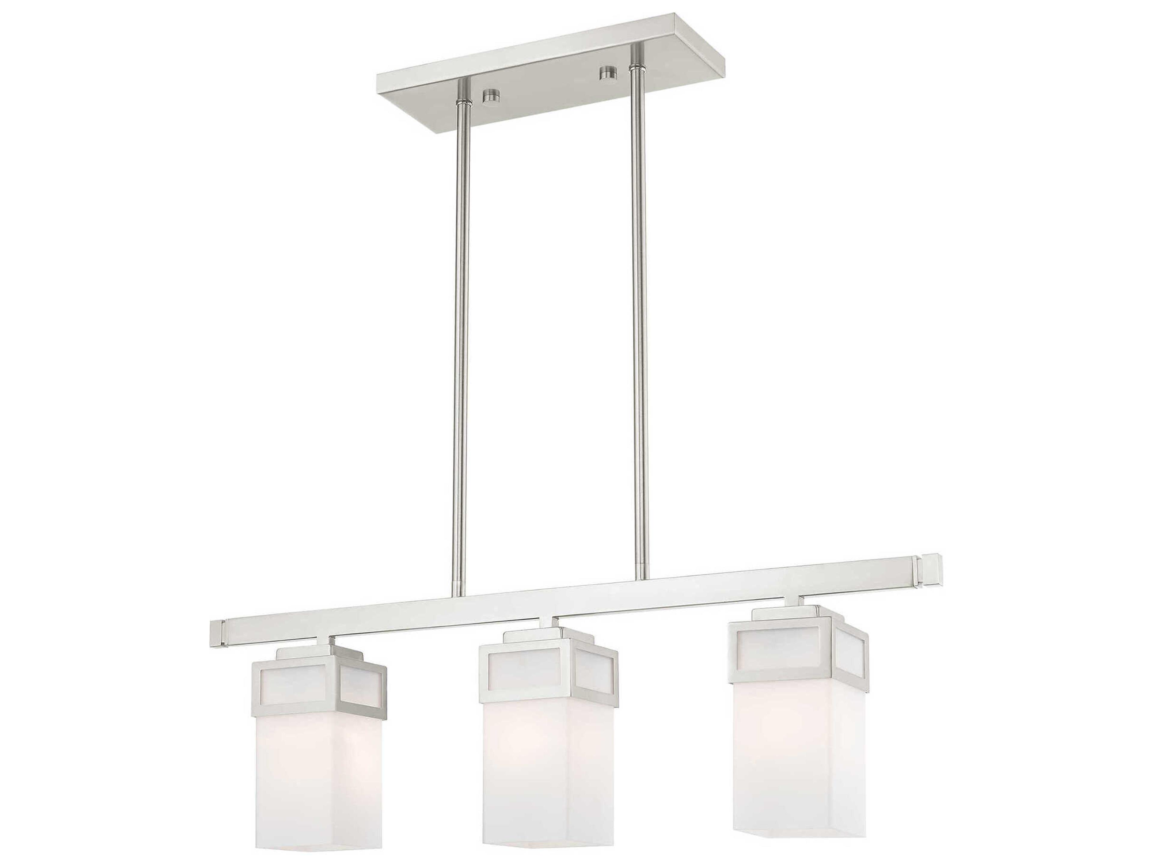 Livex Lighting Harding 3-Light Brushed Nickel Glass Island Pendant