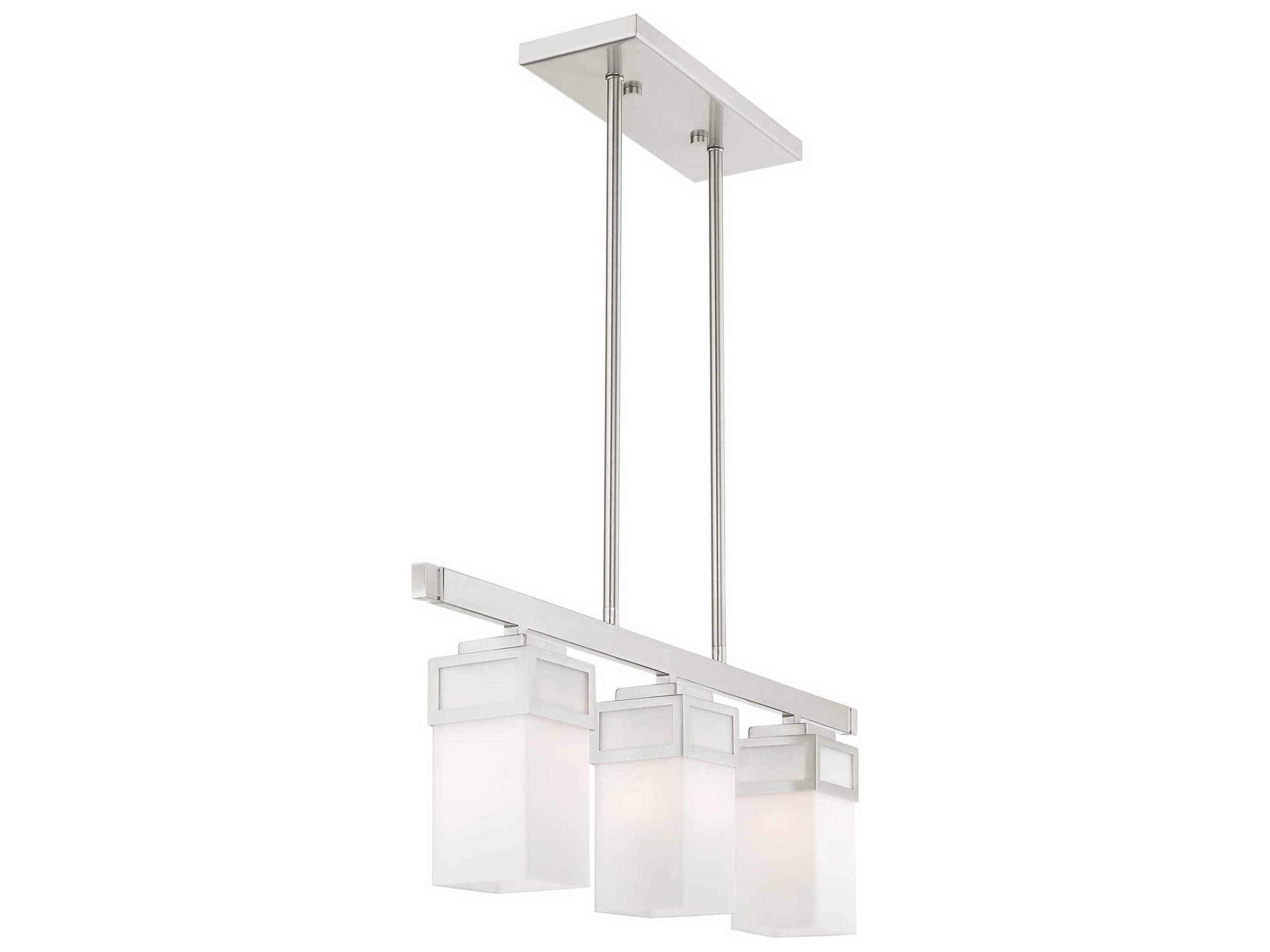 Livex Lighting Harding 3-Light Brushed Nickel Glass Island Pendant