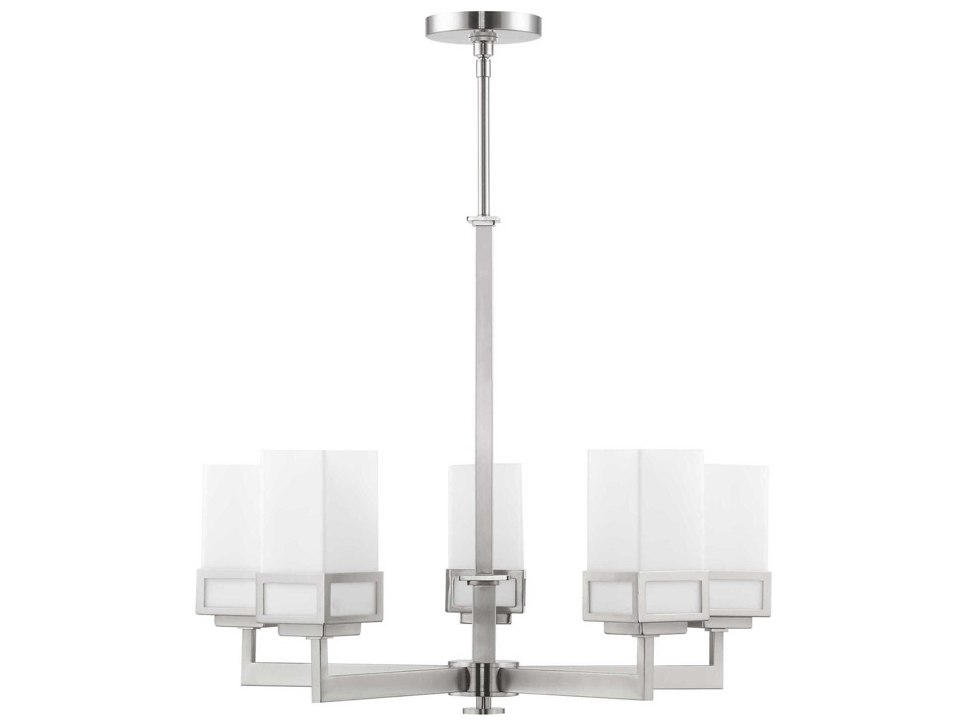 Livex Lighting Harding 5-Light Brushed Nickel Glass Cylinder Chandelier