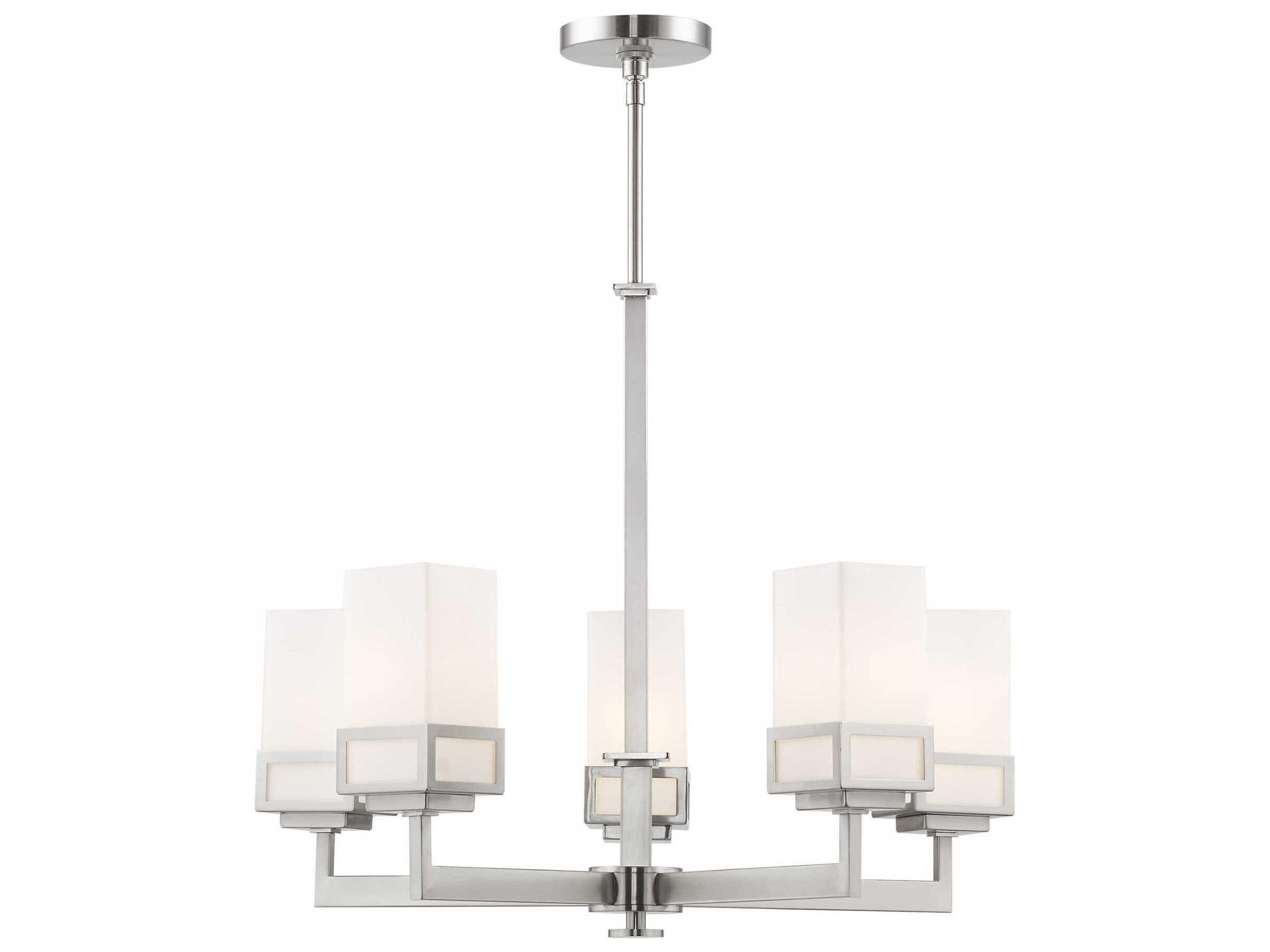 Livex Lighting Harding 5-Light Brushed Nickel Glass Cylinder Chandelier