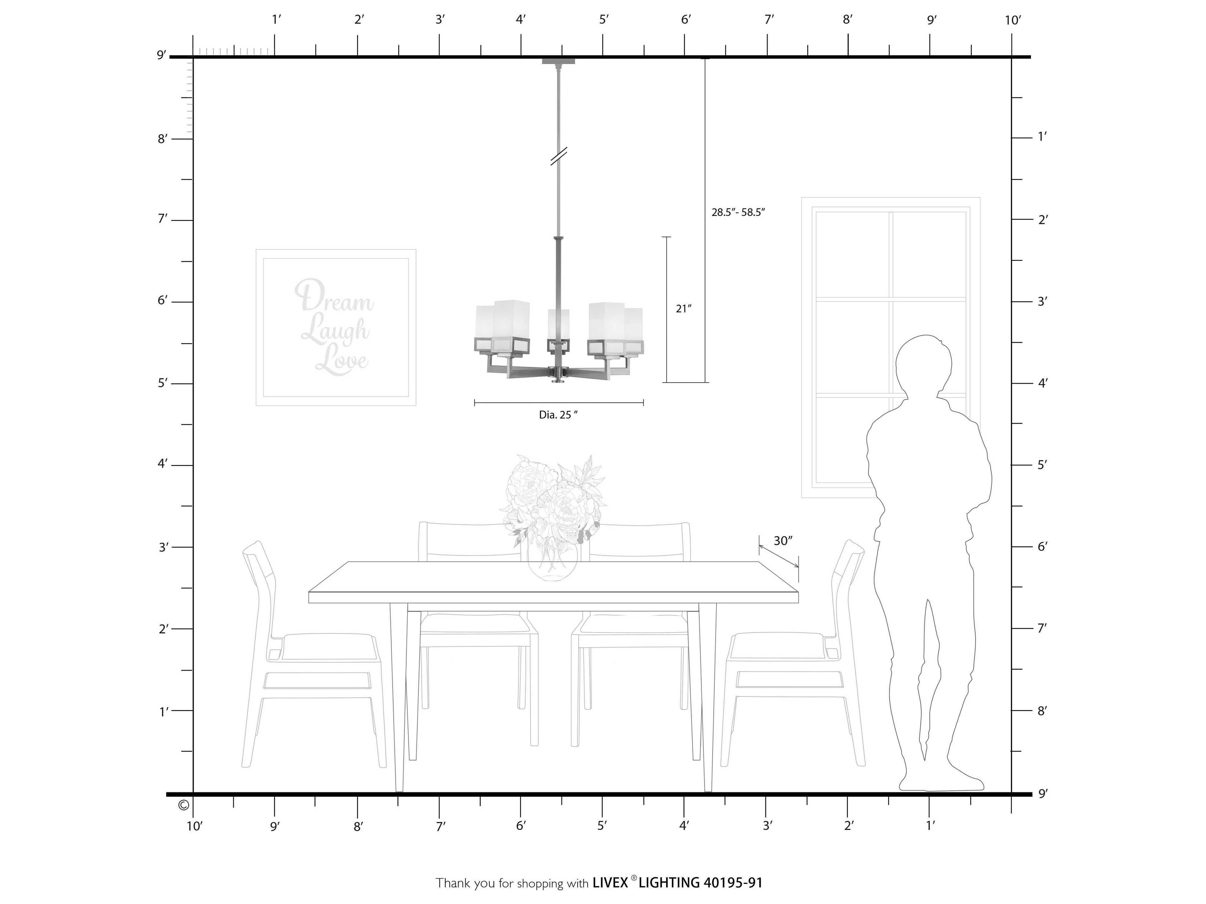 Livex Lighting Harding 5-Light Brushed Nickel Glass Cylinder Chandelier