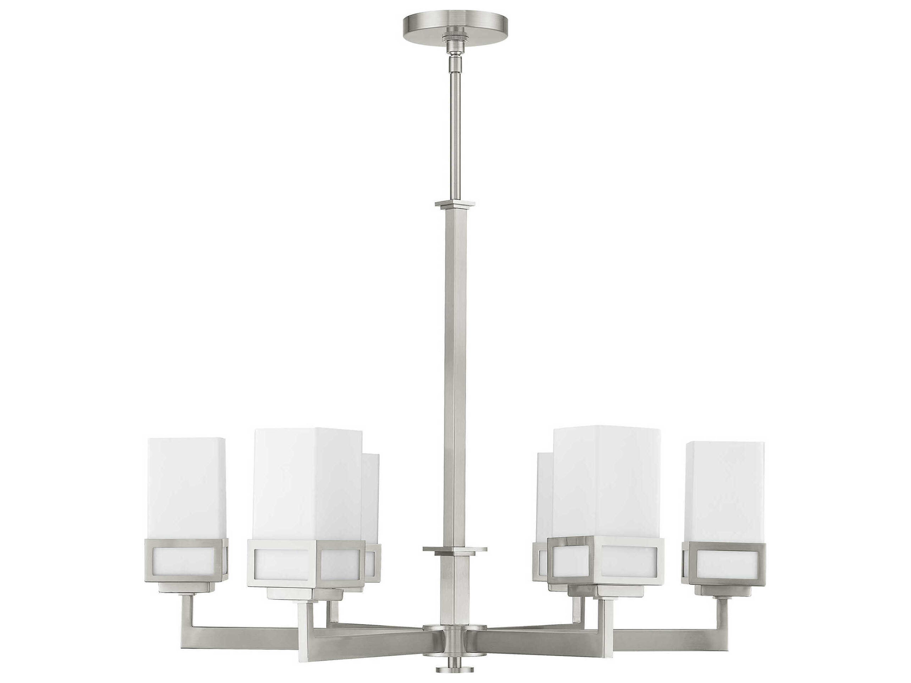 Livex Lighting Harding 6-Light Brushed Nickel Glass Cylinder Chandelier