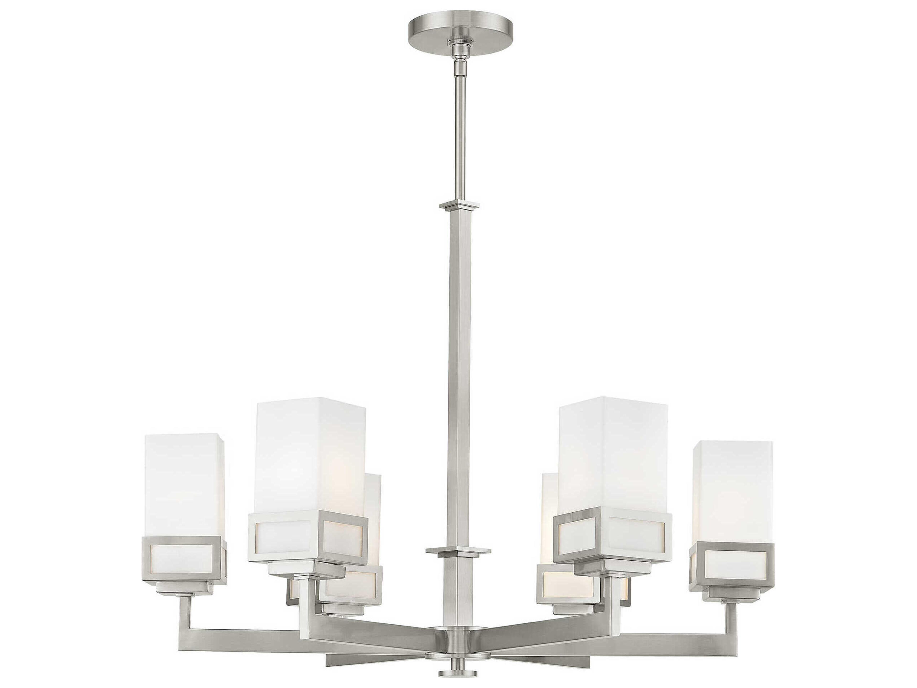 Livex Lighting Harding 6-Light Brushed Nickel Glass Cylinder Chandelier