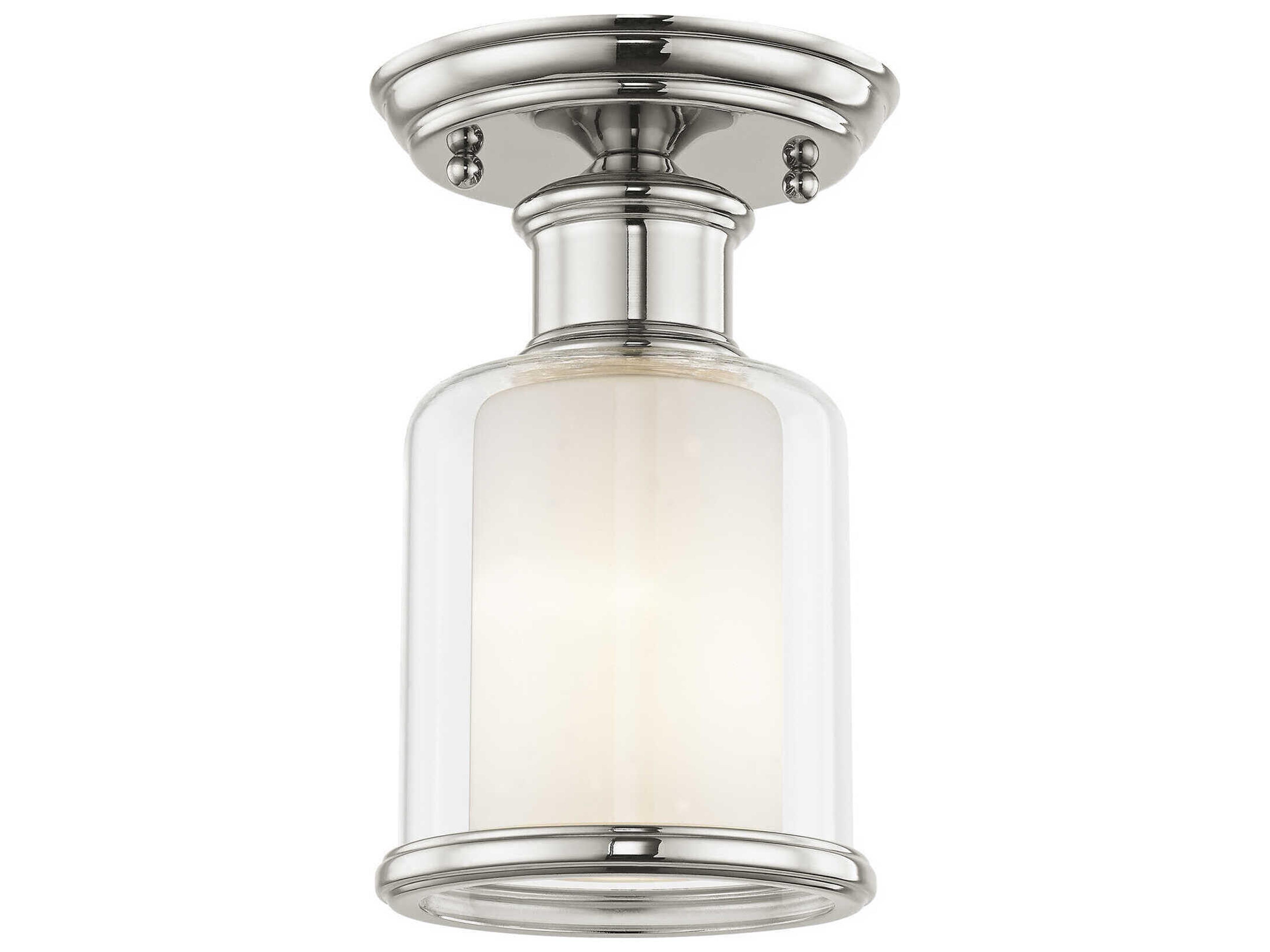 Middlebush 1-Light Polished Nickel Glass Cylinder Semi Flush Mount