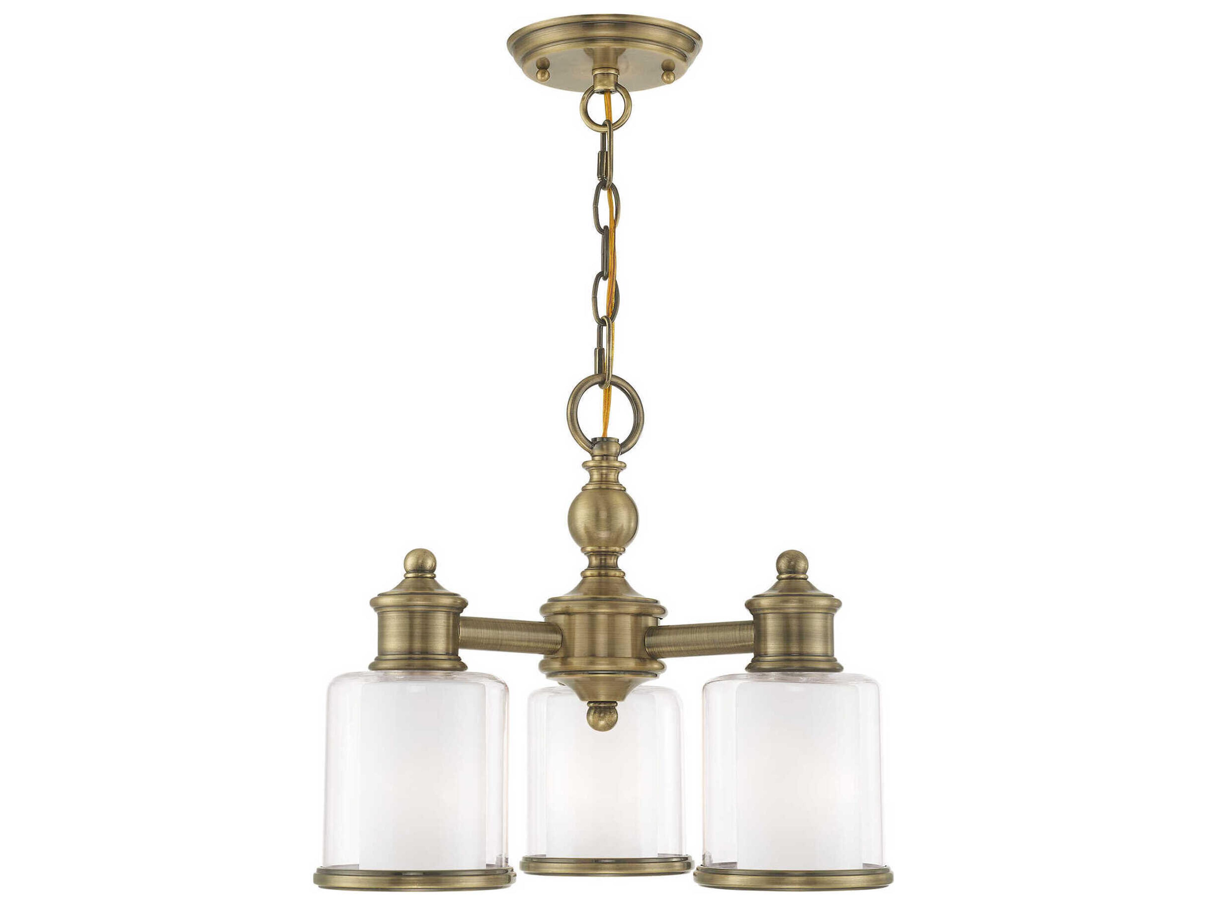 Middlebush 3-Light Antique Brass Glass Cylinder Chandelier
