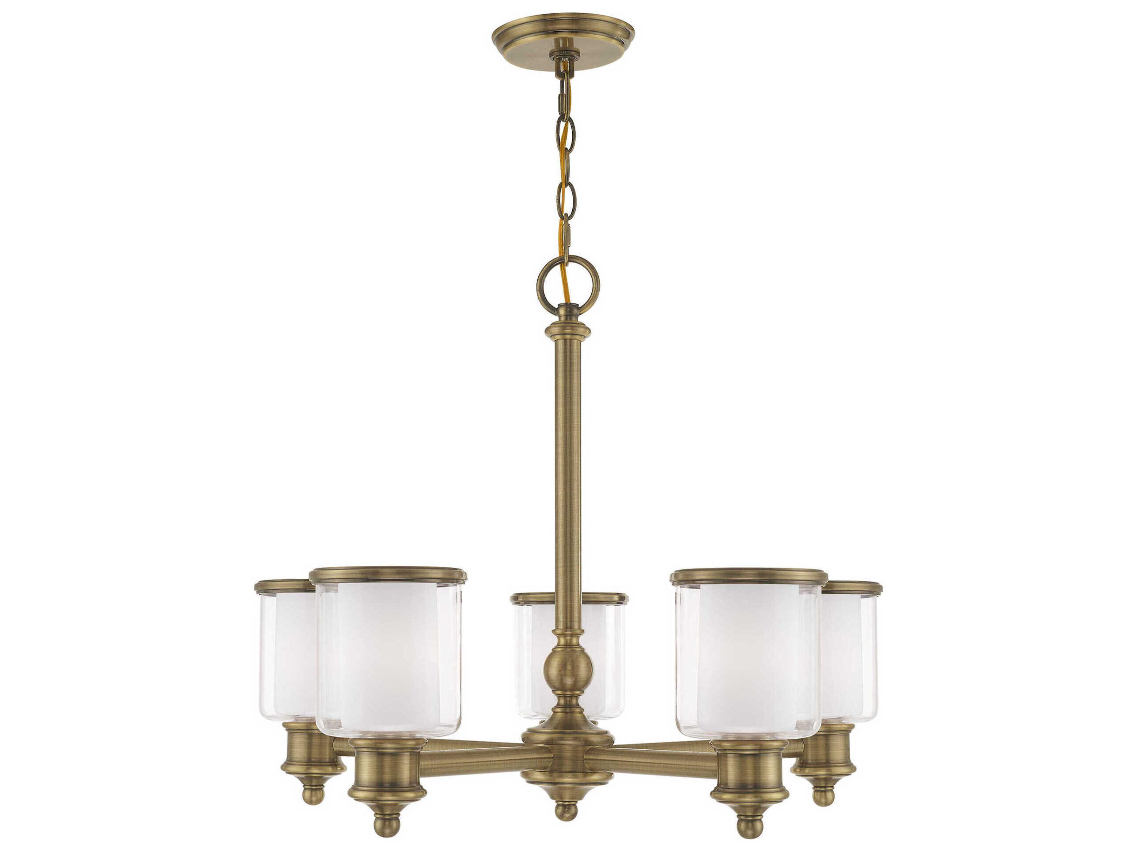 Middlebush 5-Light Antique Brass Glass Cylinder Chandelier