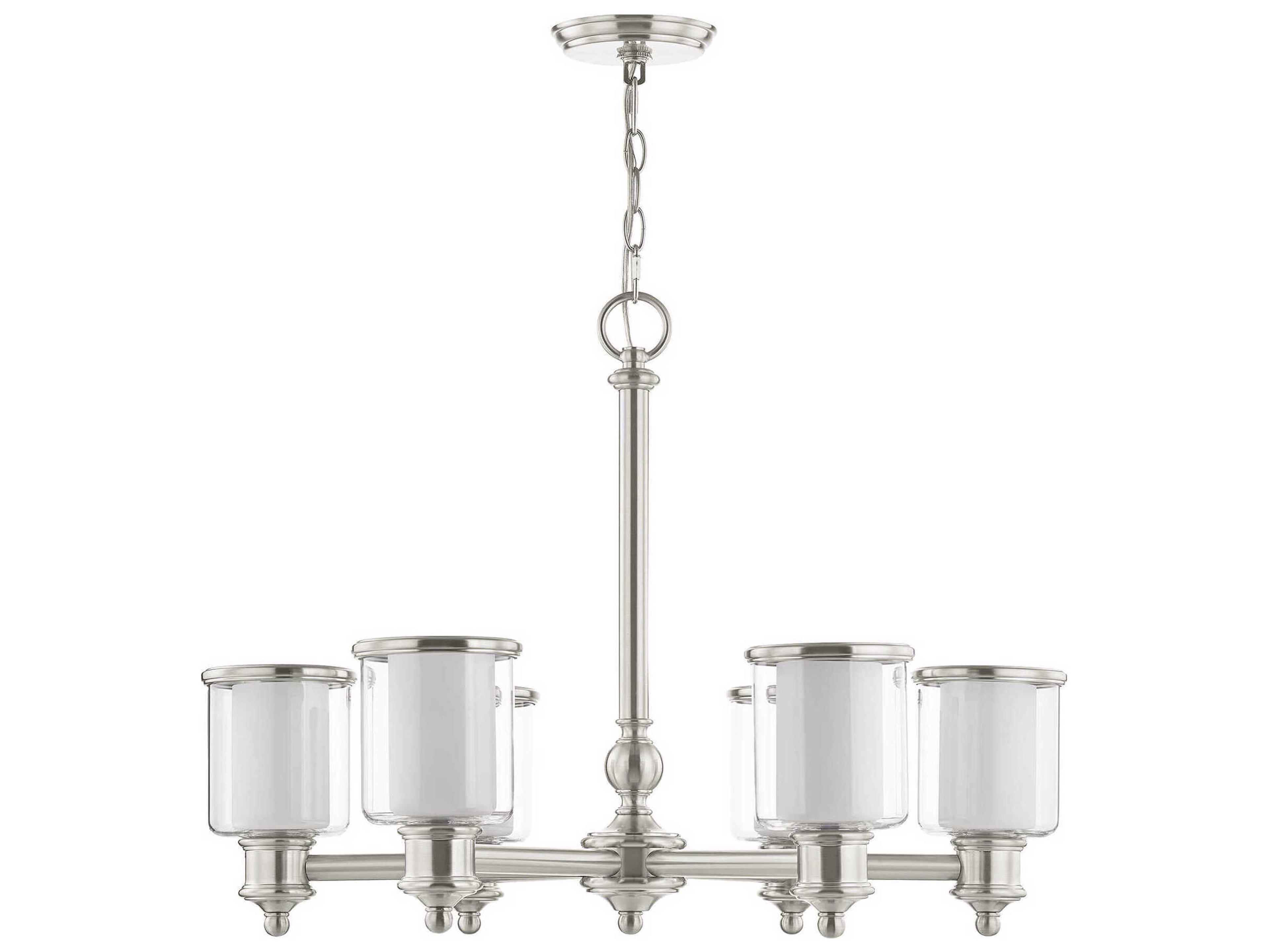 Livex Lighting Middlebush 6-Light Brushed Nickel Glass Cylinder Chandelier