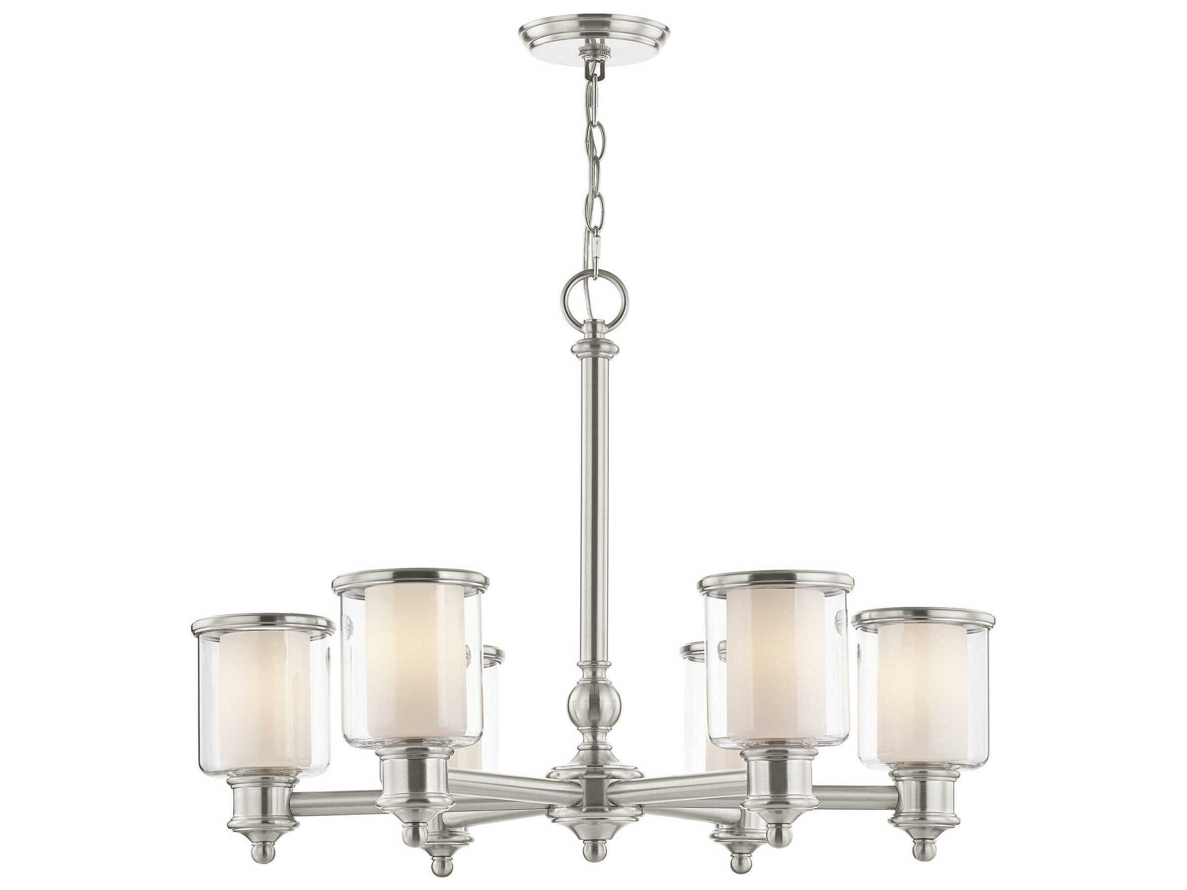 Livex Lighting Middlebush 6-Light Brushed Nickel Glass Cylinder Chandelier