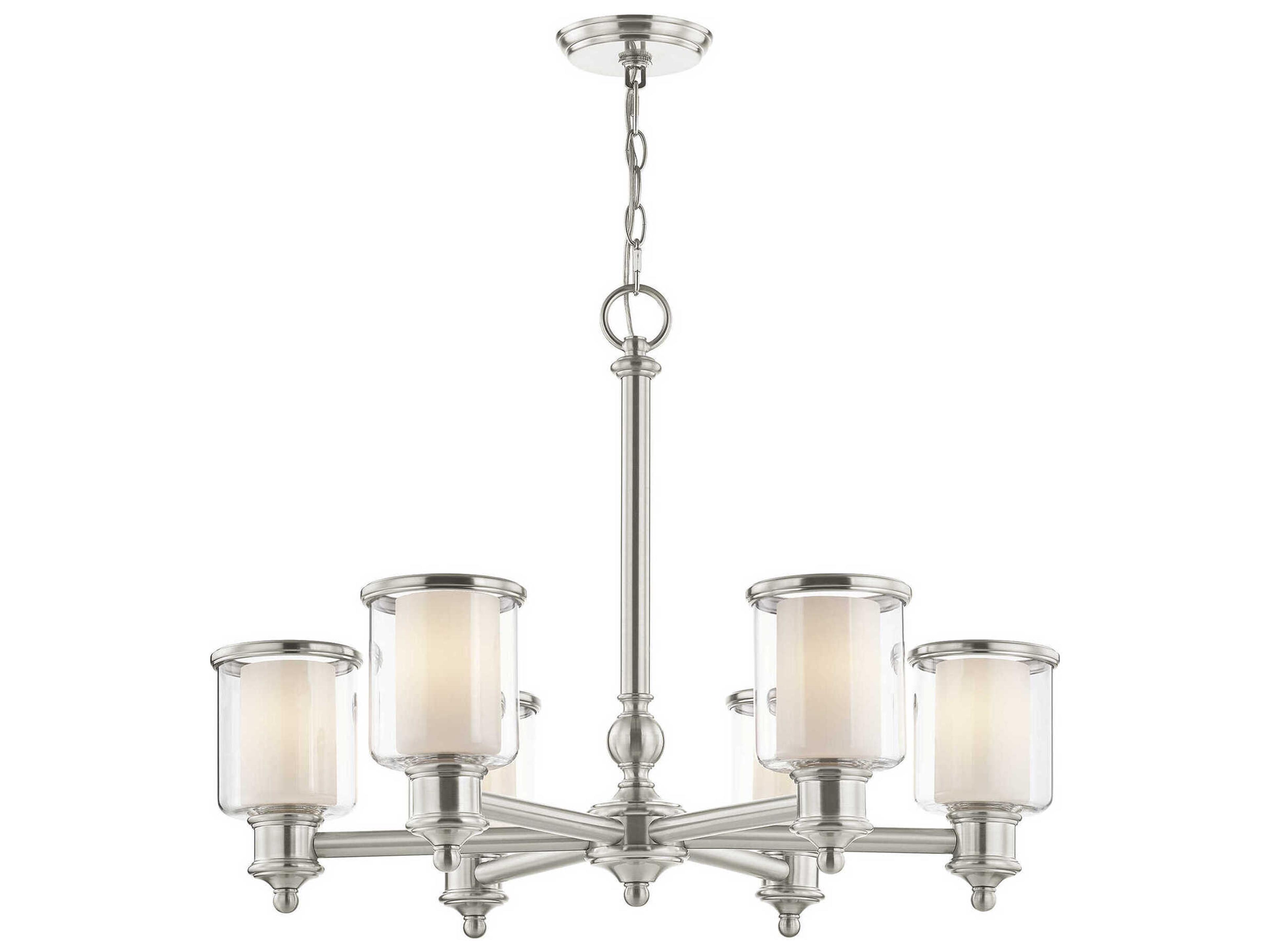 Livex Lighting Middlebush 6-Light Brushed Nickel Glass Cylinder Chandelier