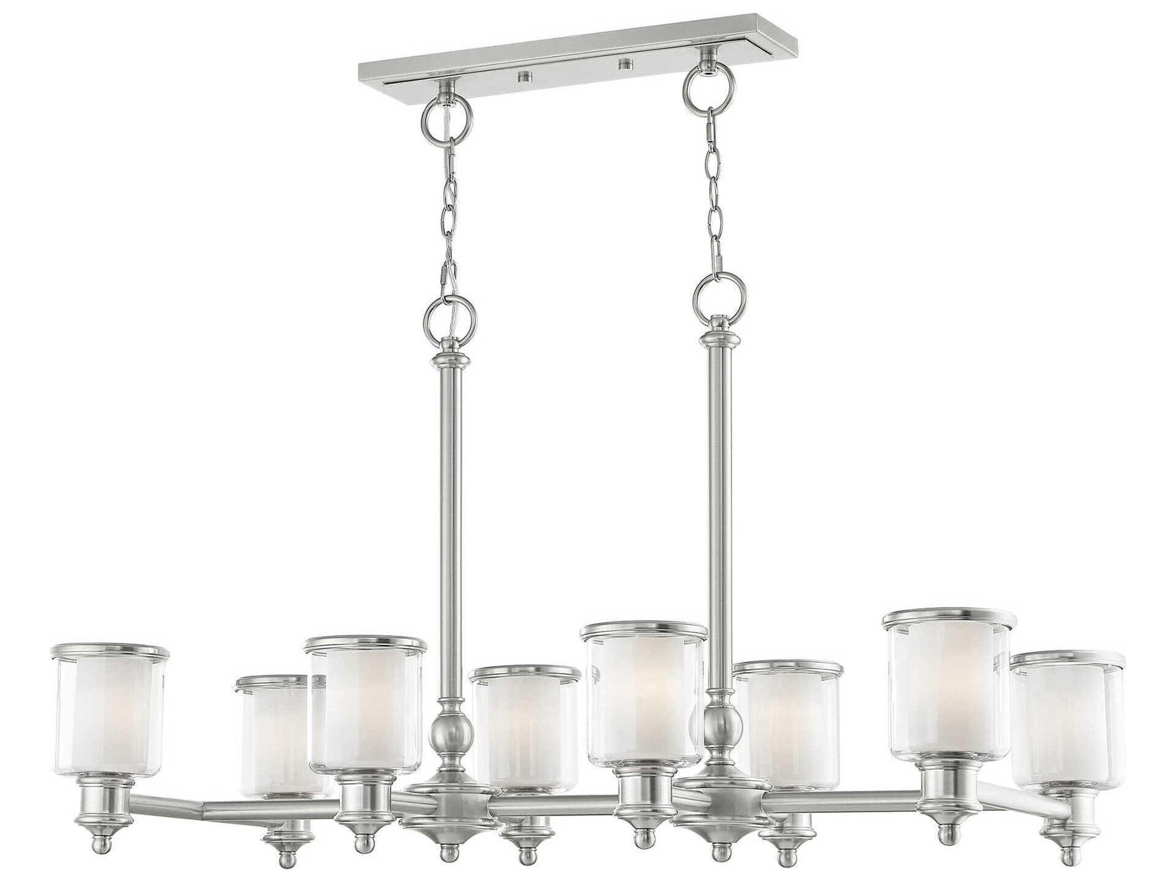 Middlebush 8-Light Brushed Nickel Glass Cylinder Island Pendant