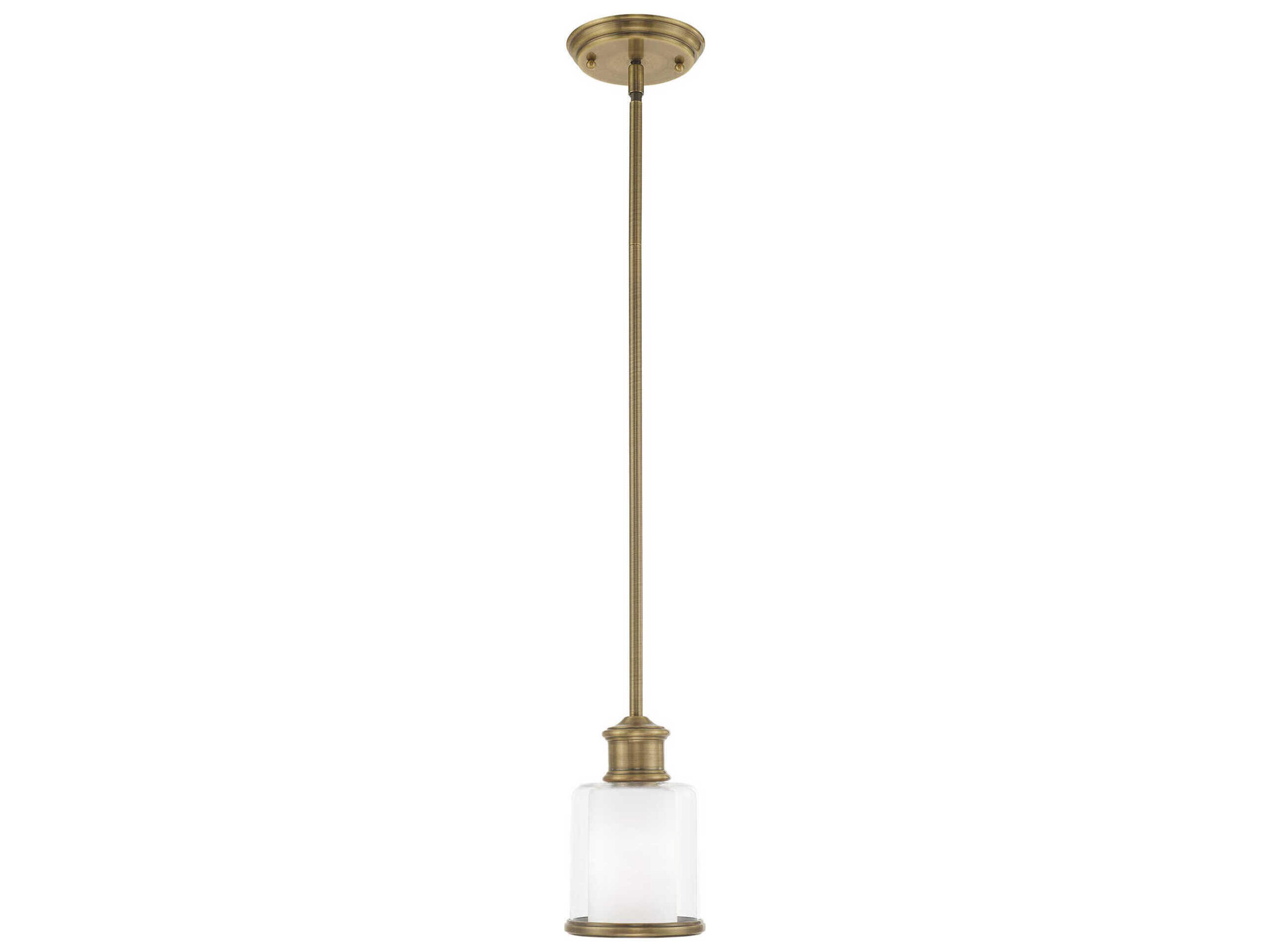 Middlebush 1-Light Antique Brass Nickel Glass Cylinder Mini Pendant
