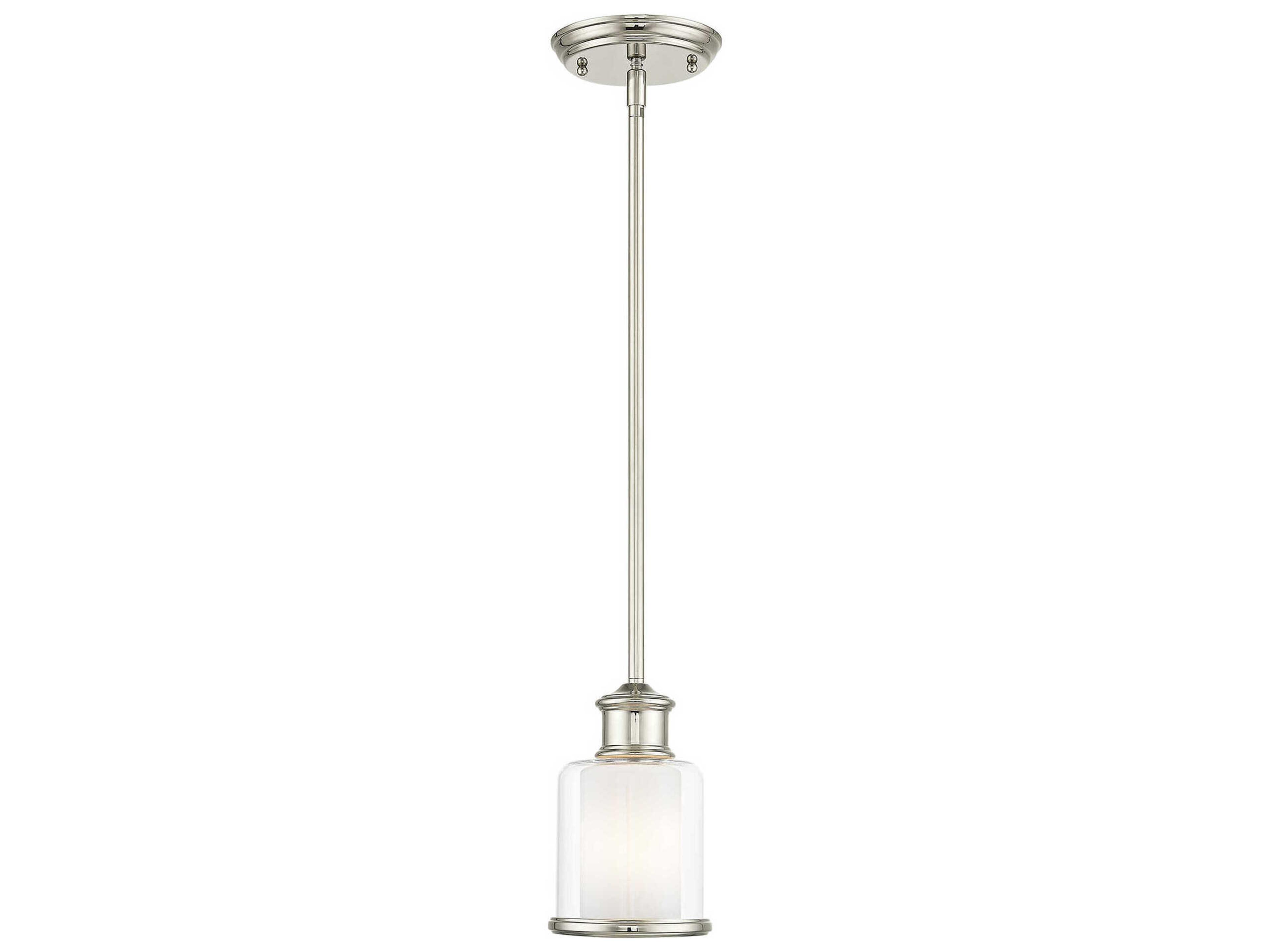 Middlebush 1-Light Polished Nickel Glass Cylinder Mini Pendant