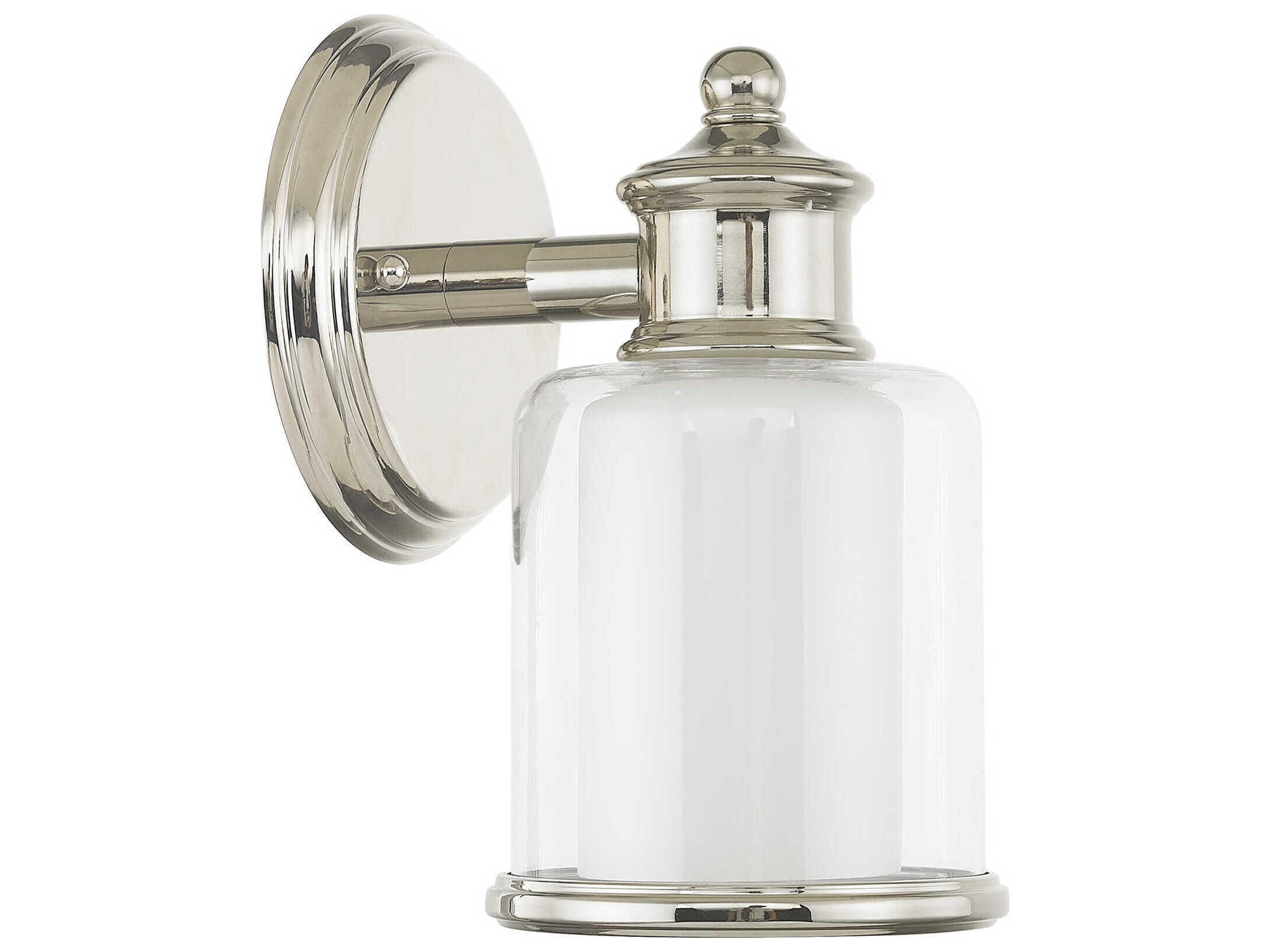Livex Lighting Middlebush 1-Light Polished Nickel Glass Wall Sconce