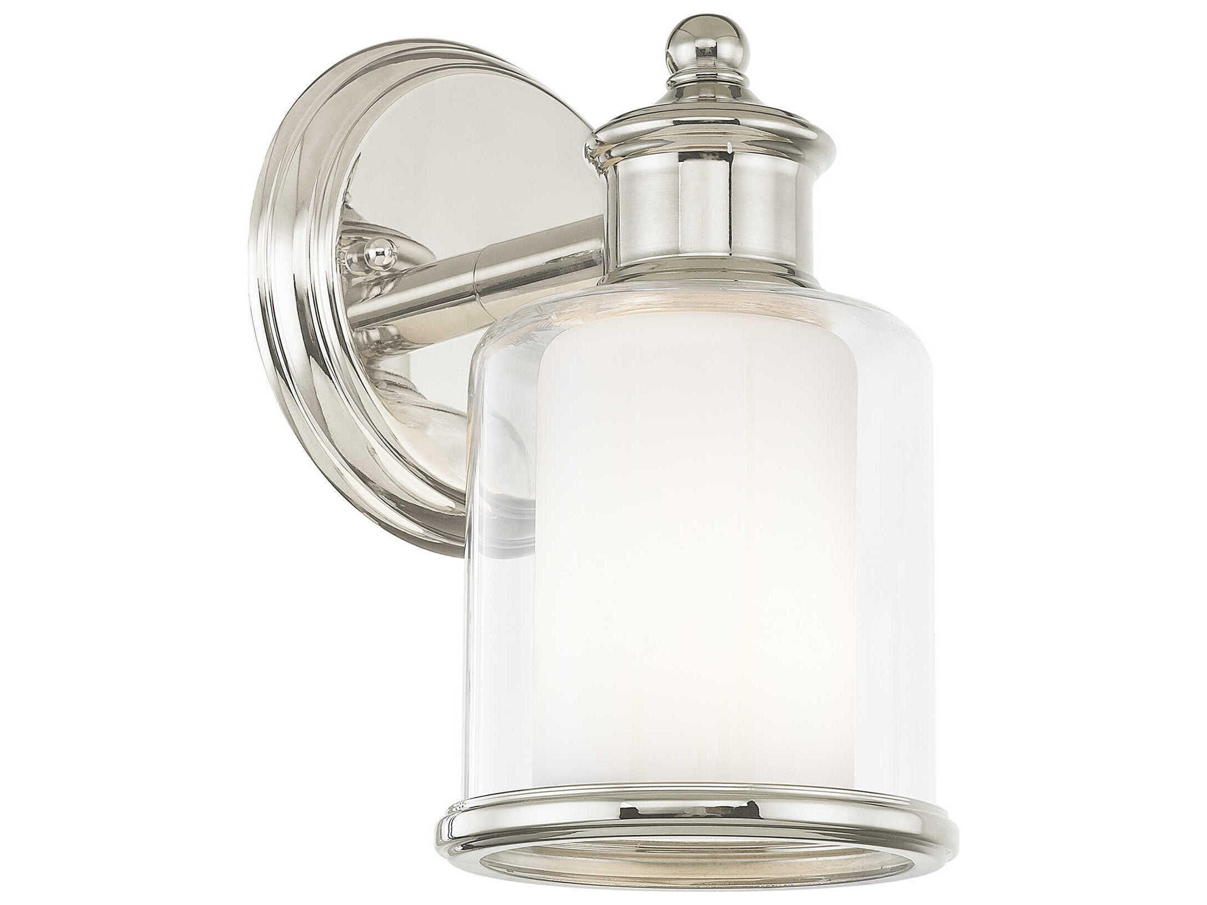 Livex Lighting Middlebush 1-Light Polished Nickel Glass Wall Sconce