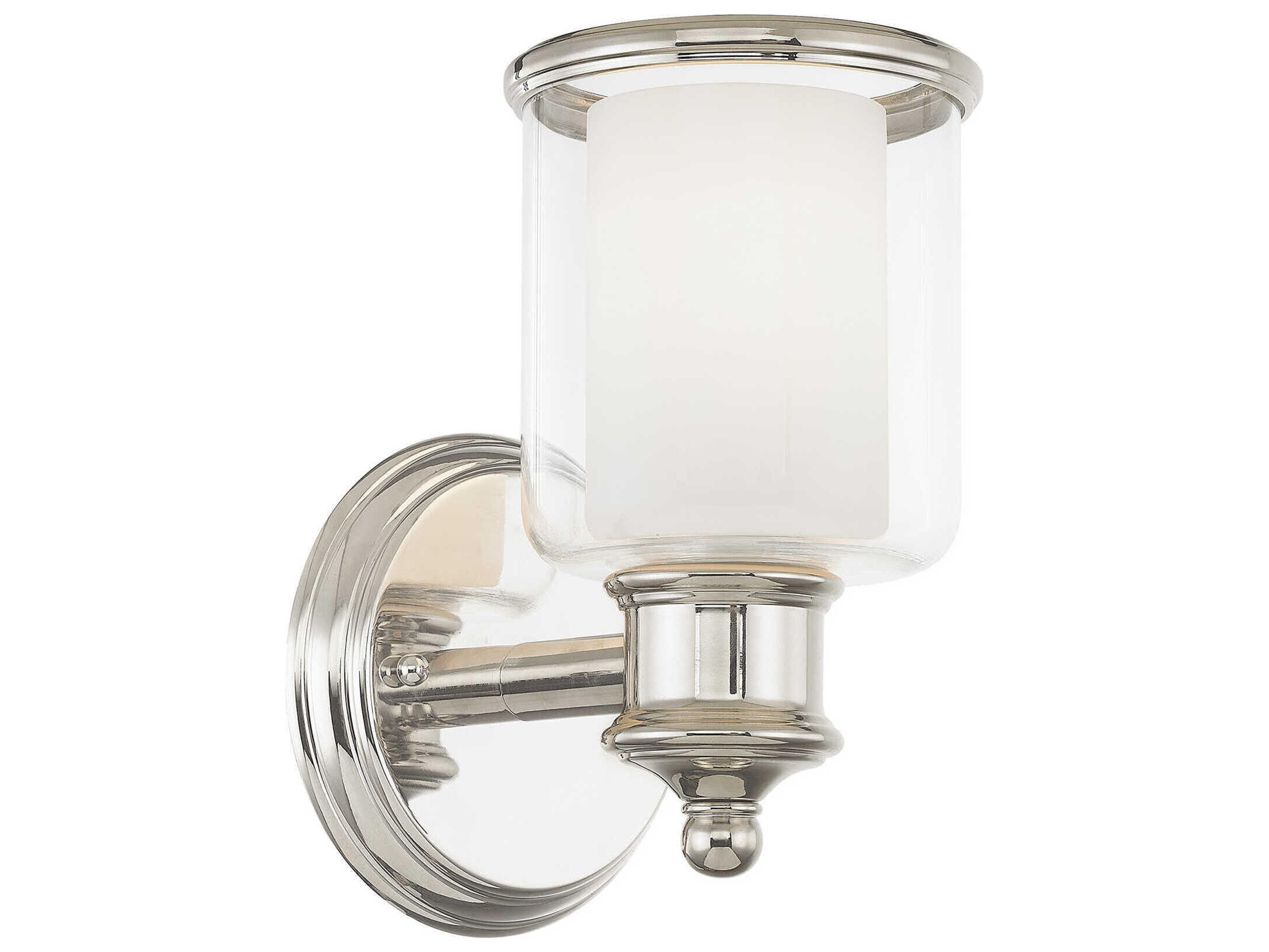 Livex Lighting Middlebush 1-Light Polished Nickel Glass Wall Sconce