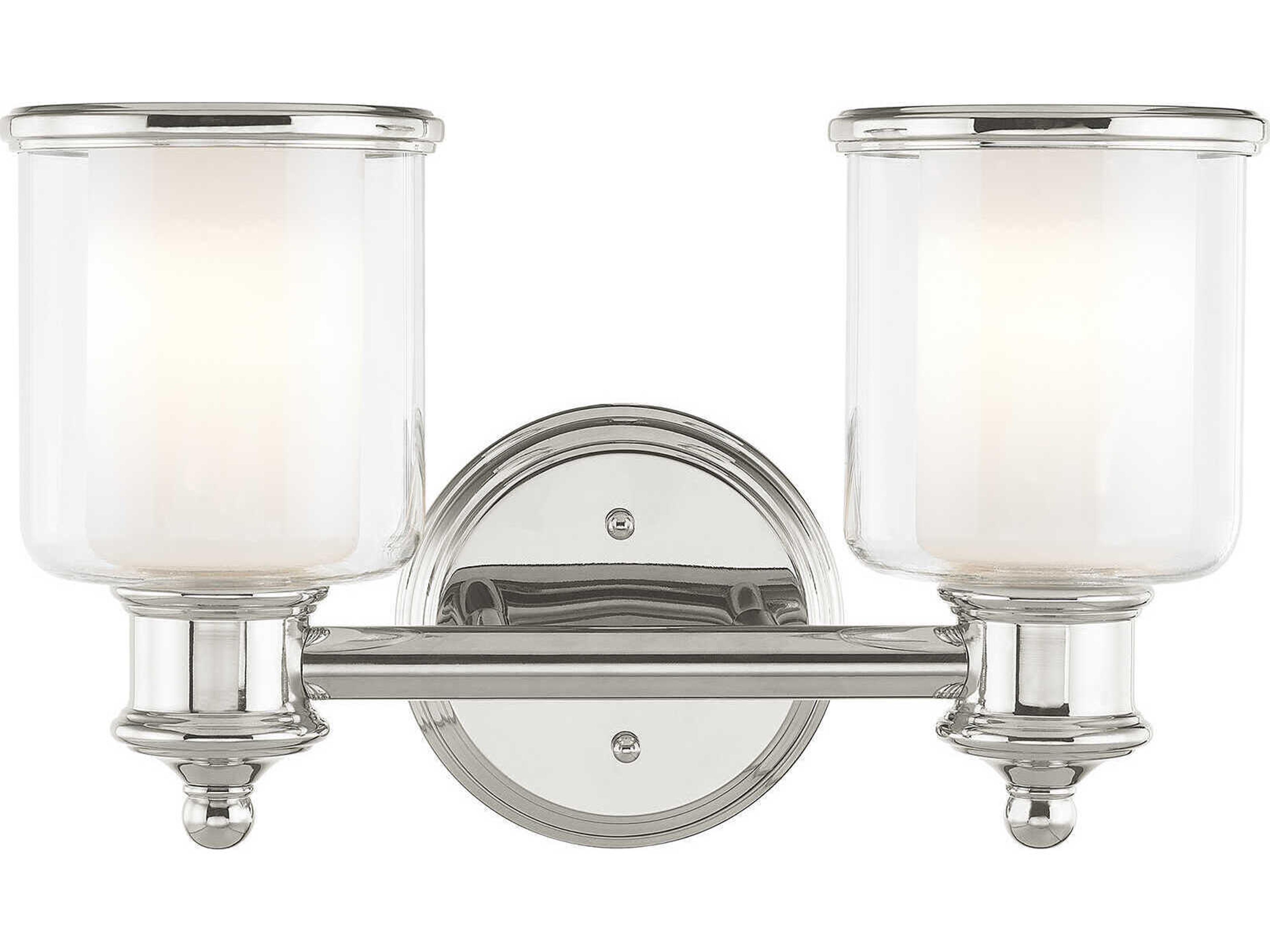 Middlebush 2-Light Polished Nickel Glass Vanity Light