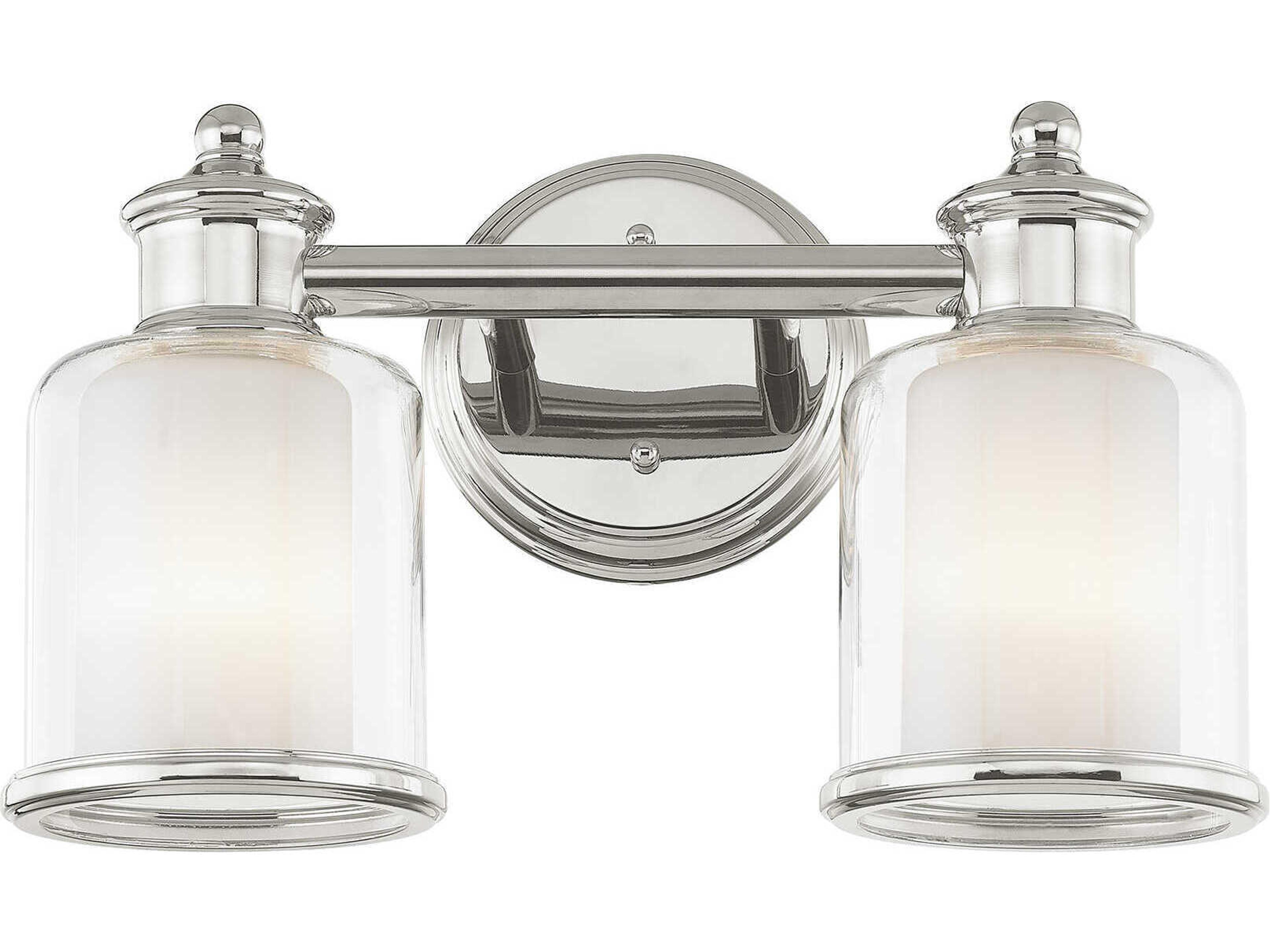 Livex Lighting Middlebush 2-Light Polished Nickel Glass Vanity Light