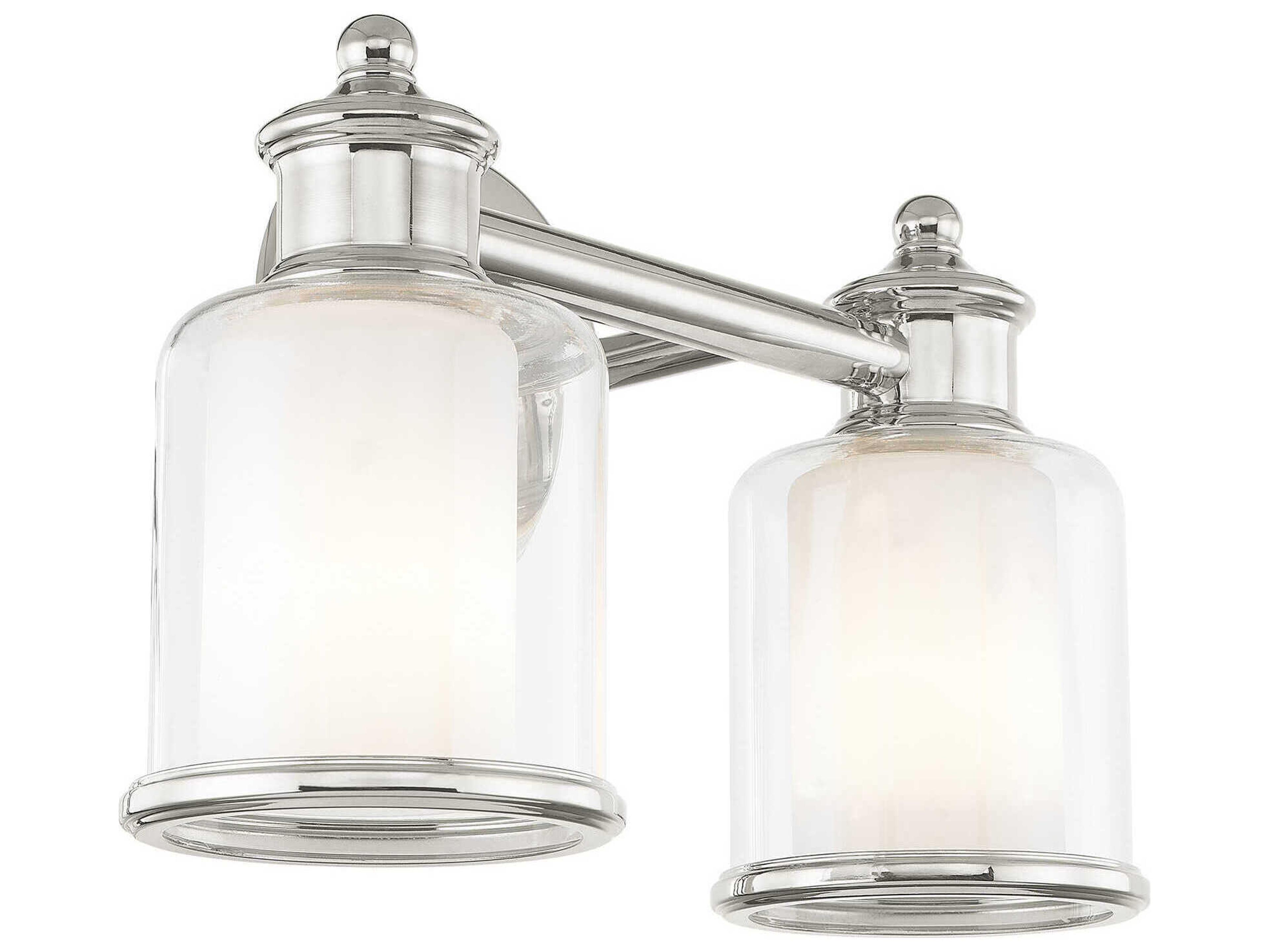 Livex Lighting Middlebush 2-Light Polished Nickel Glass Vanity Light