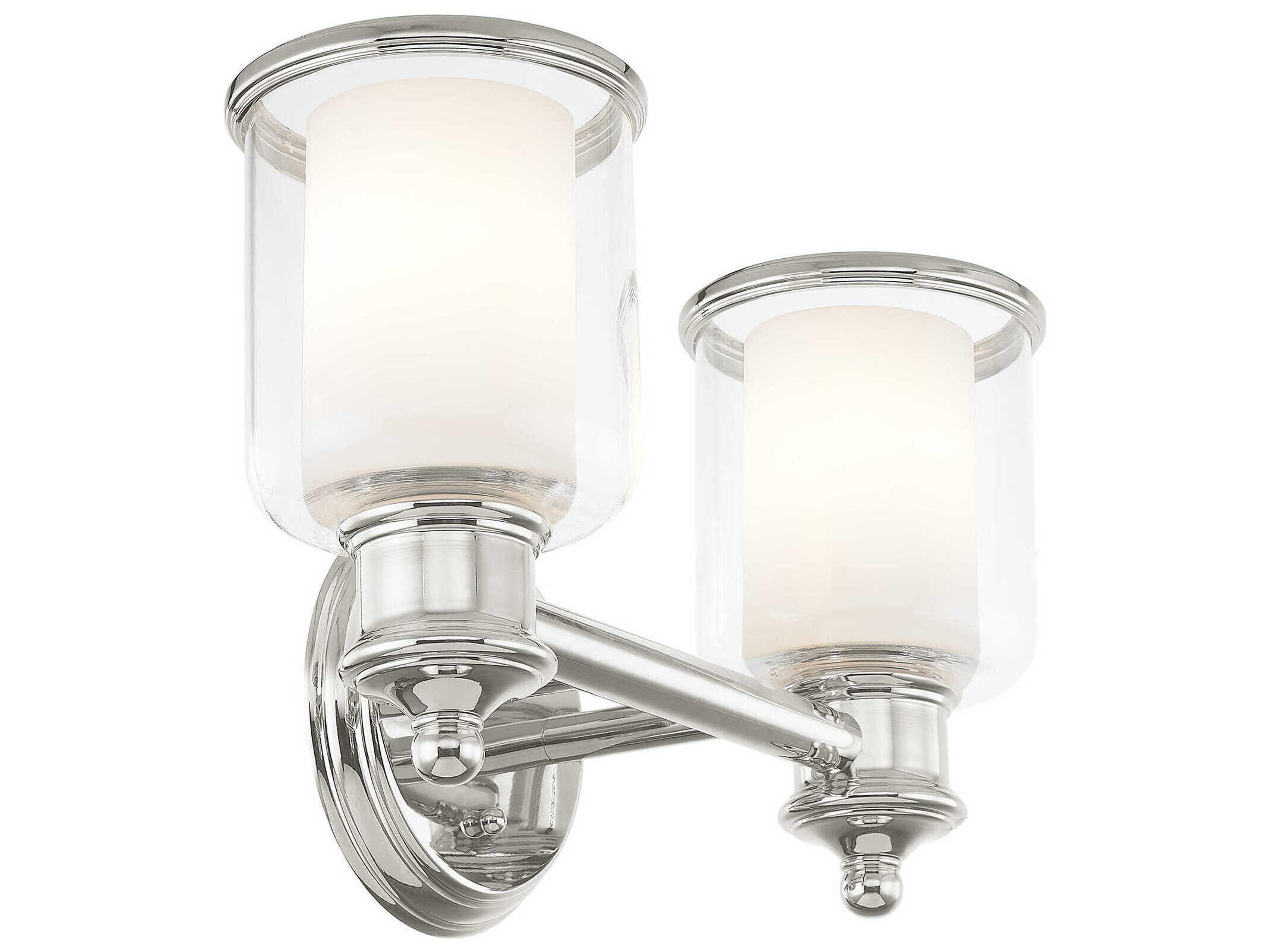 Livex Lighting Middlebush 2-Light Polished Nickel Glass Vanity Light