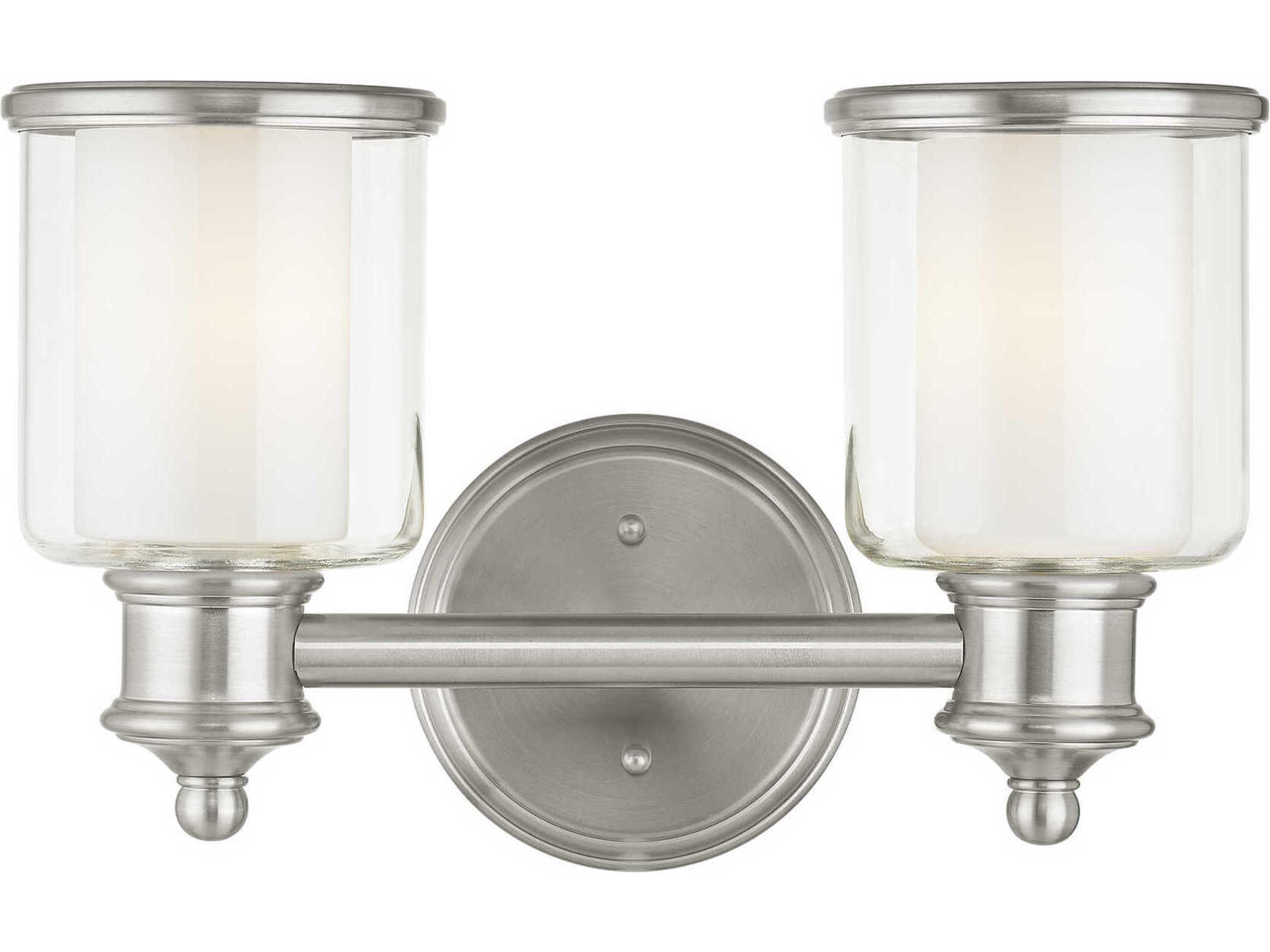 Middlebush 2-Light Brushed Nickel Glass Vanity Light