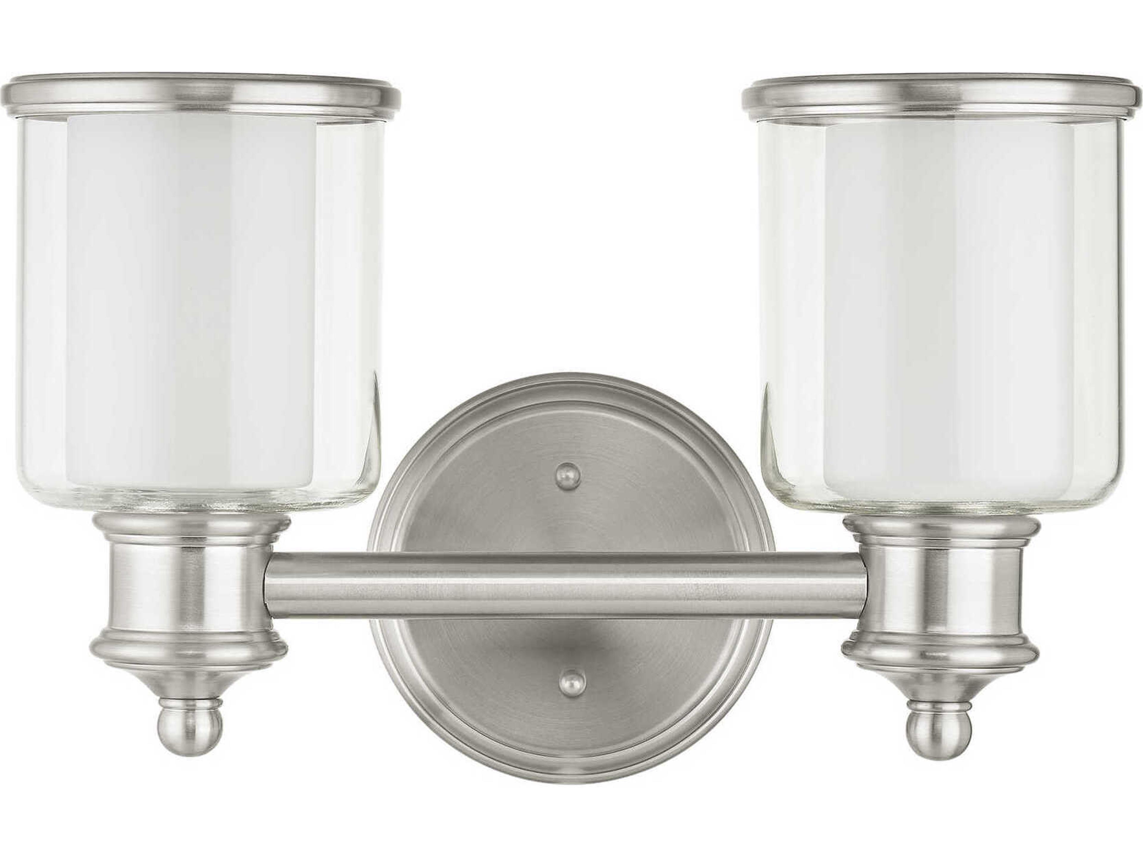 Livex Lighting Middlebush 2-Light Brushed Nickel Glass Vanity Light