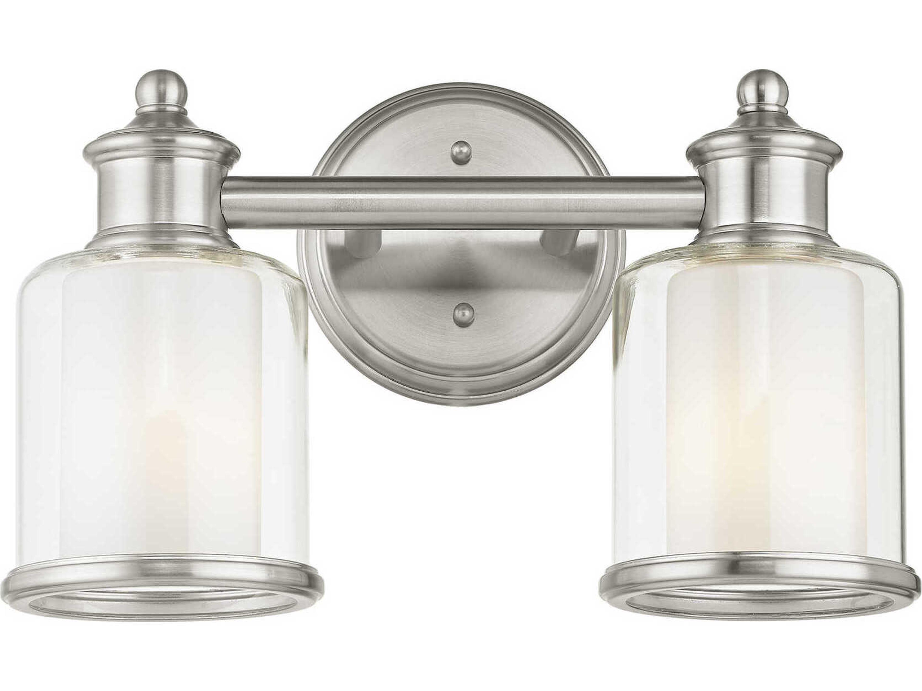 Livex Lighting Middlebush 2-Light Brushed Nickel Glass Vanity Light