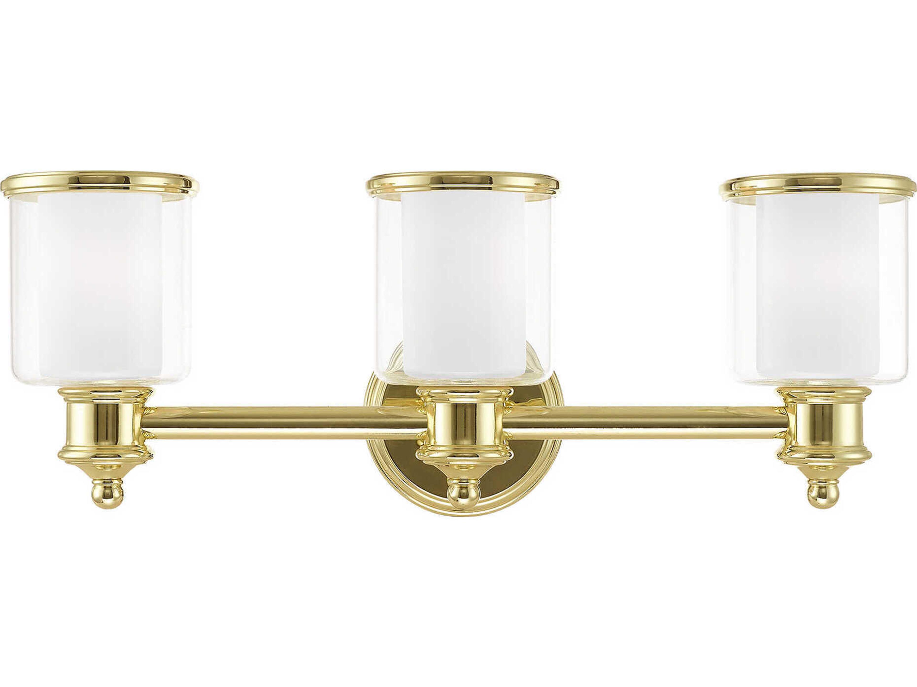 Middlebush 3-Light Polished Brass Glass Vanity Light