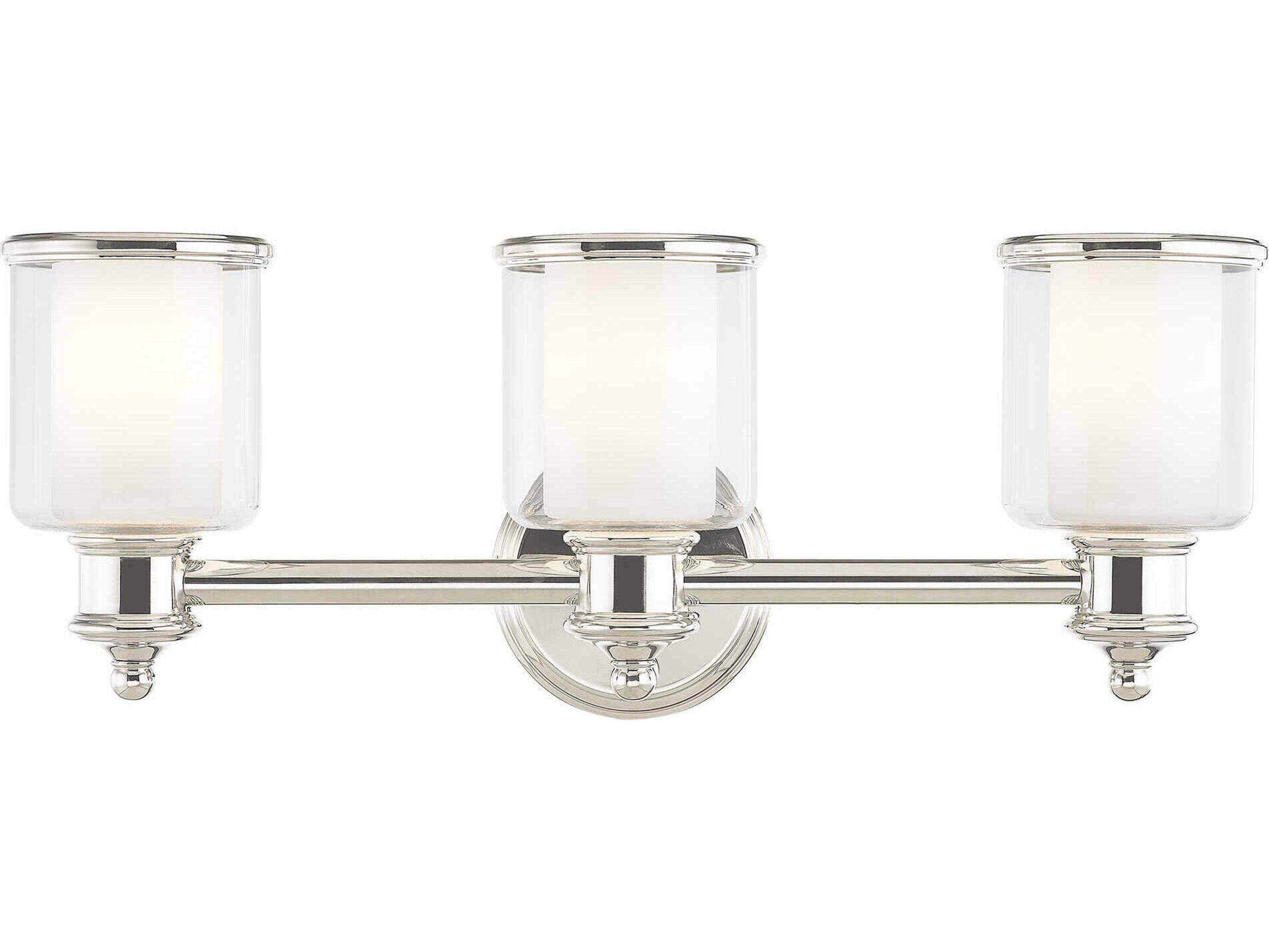 Middlebush 3-Light Polished Nickel Glass Vanity Light
