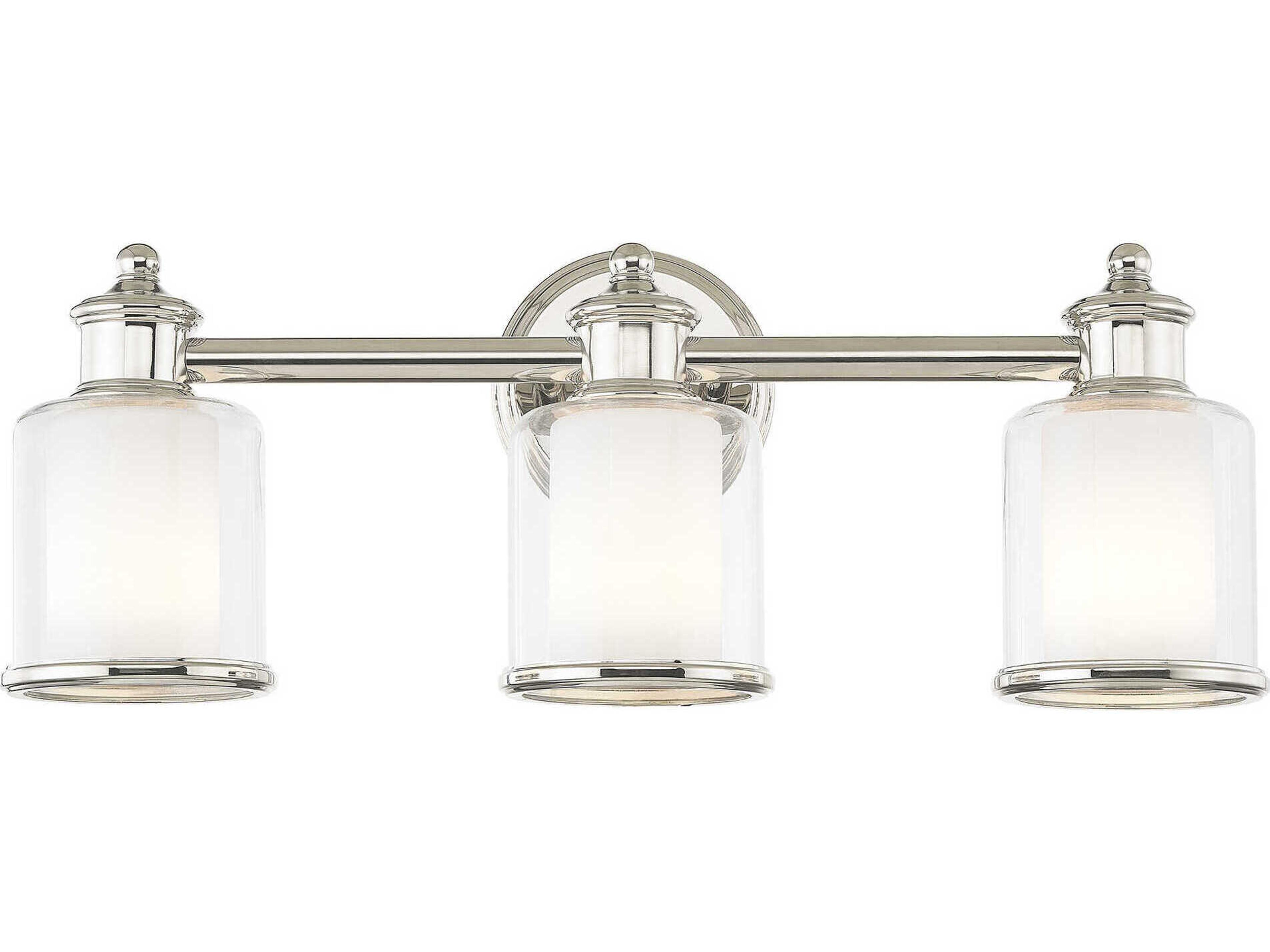 Livex Lighting Middlebush 3-Light Polished Nickel Glass Vanity Light