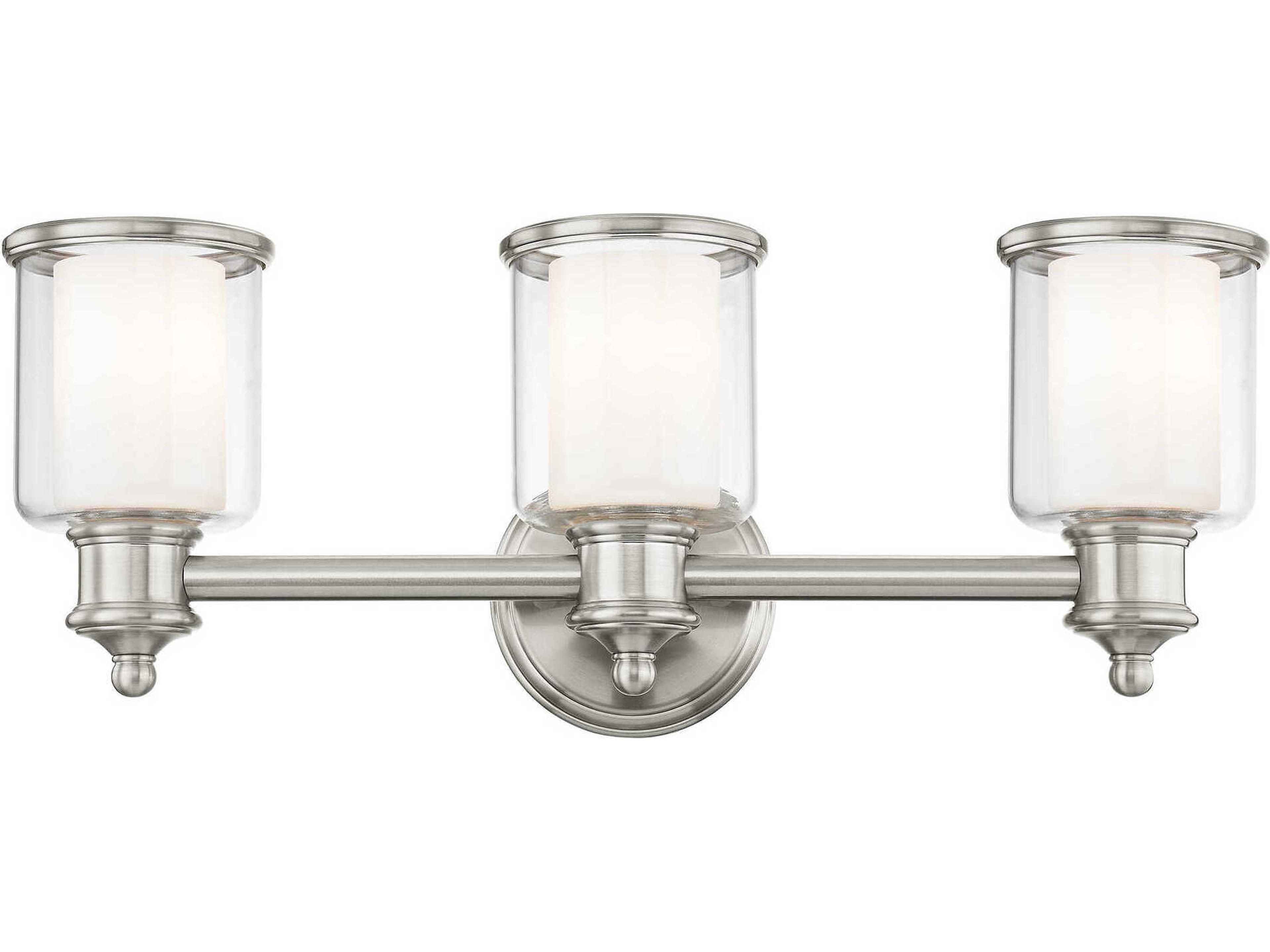 Livex Lighting Middlebush 3-Light Brushed Nickel Glass Vanity Light