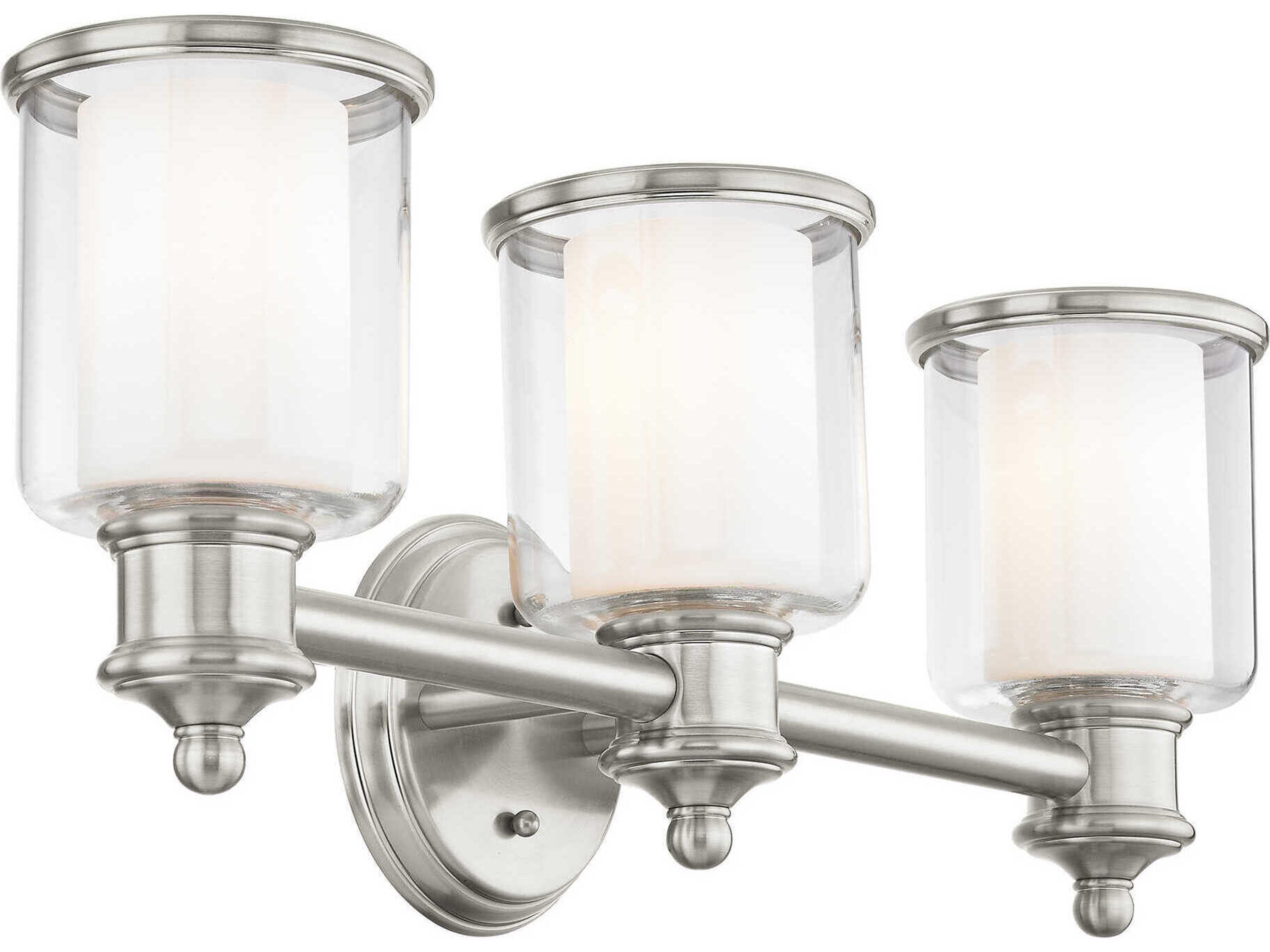 Livex Lighting Middlebush 3-Light Brushed Nickel Glass Vanity Light