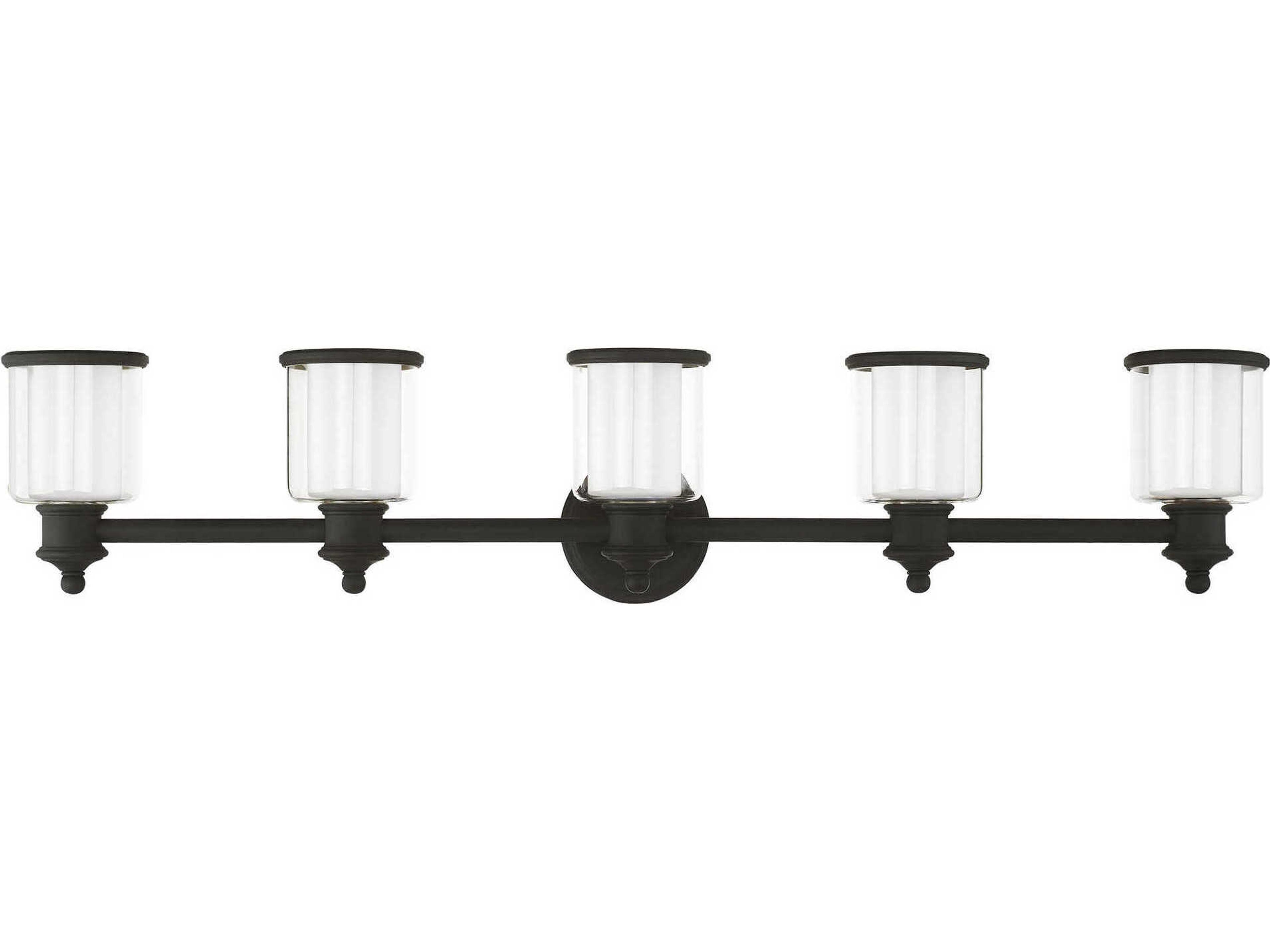 Livex Lighting Middlebush 5-Light Black Glass Vanity Light
