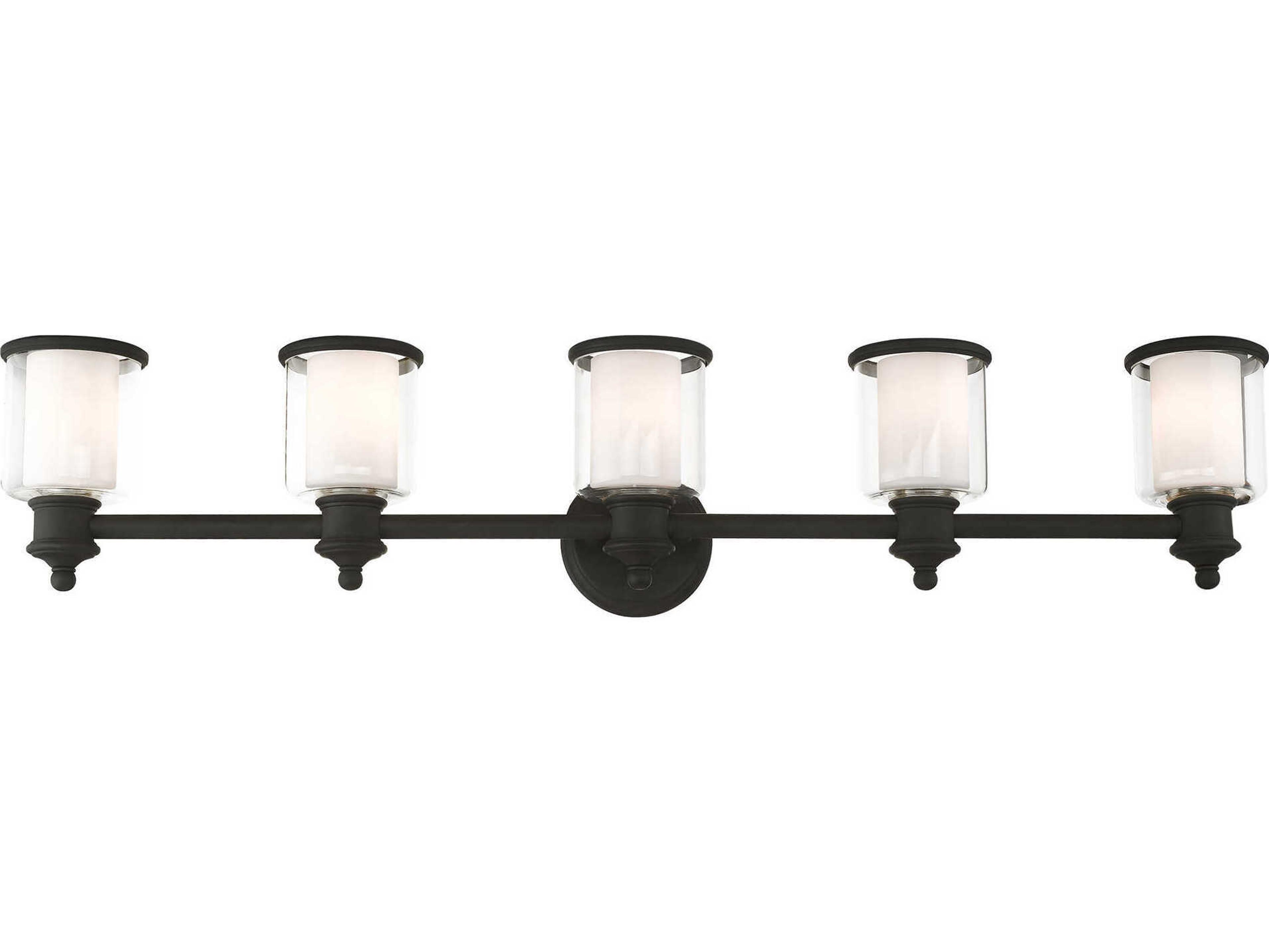 Livex Lighting Middlebush 5-Light Black Glass Vanity Light