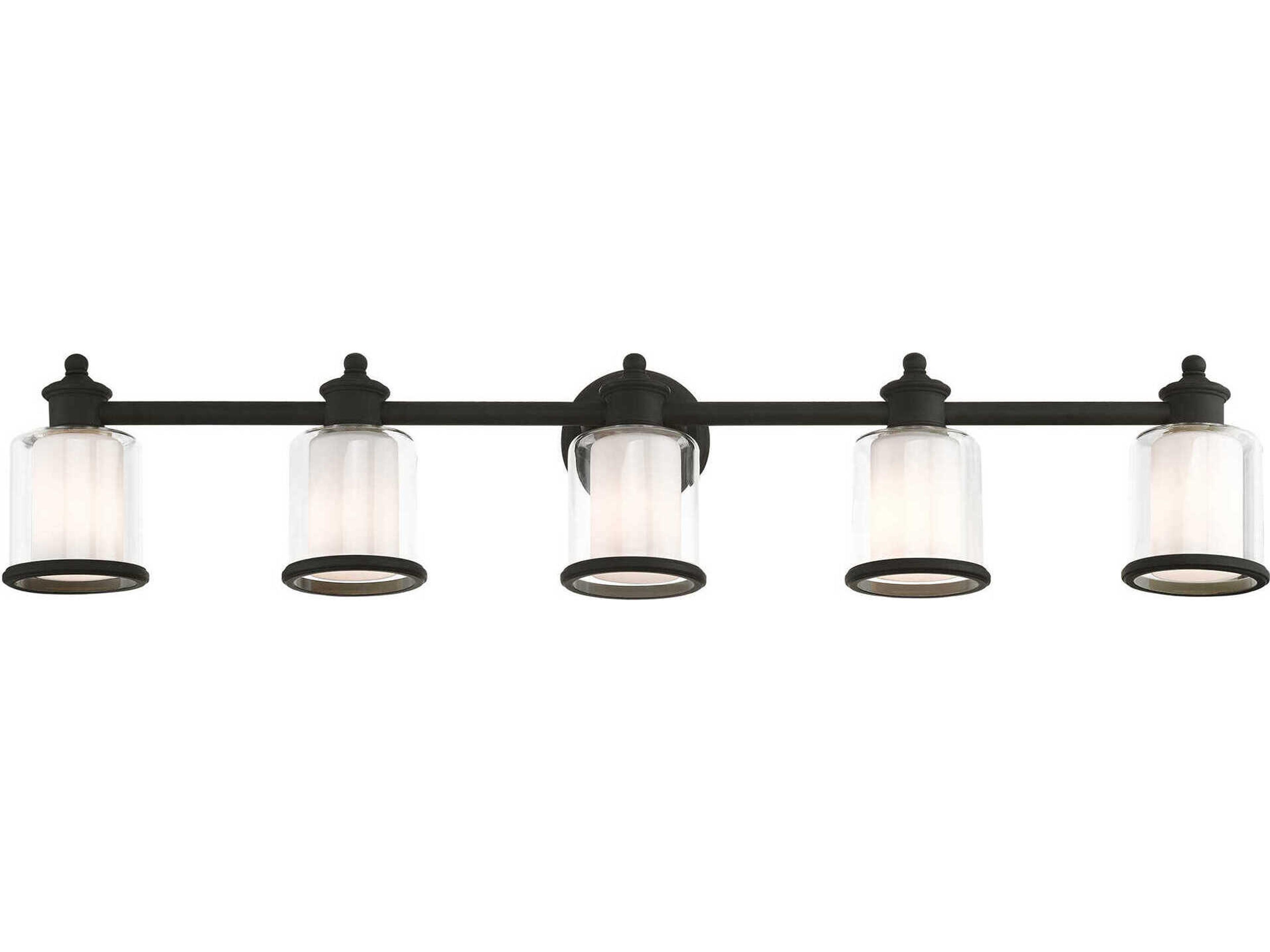Livex Lighting Middlebush 5-Light Black Glass Vanity Light