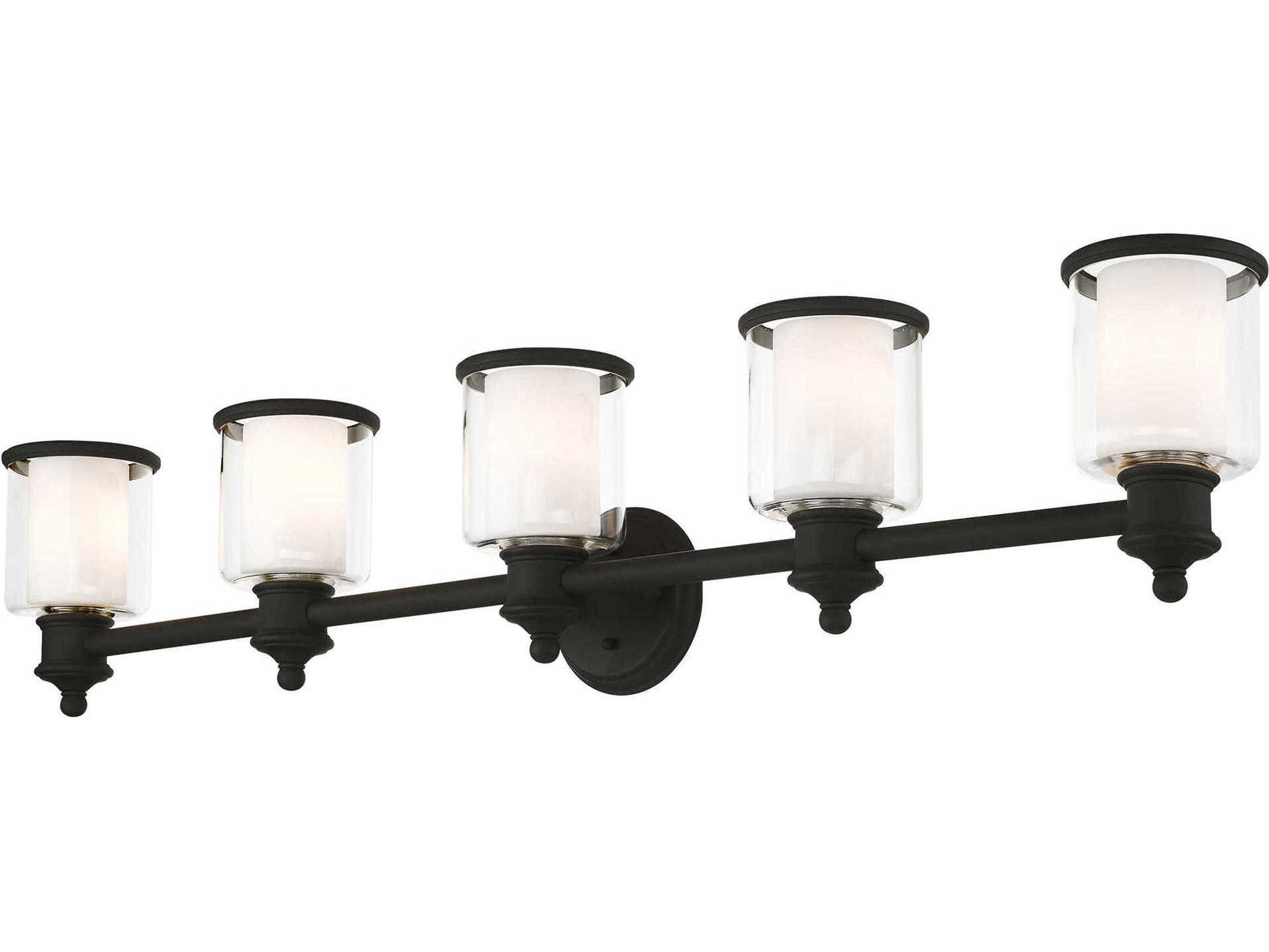 Livex Lighting Middlebush 5-Light Black Glass Vanity Light