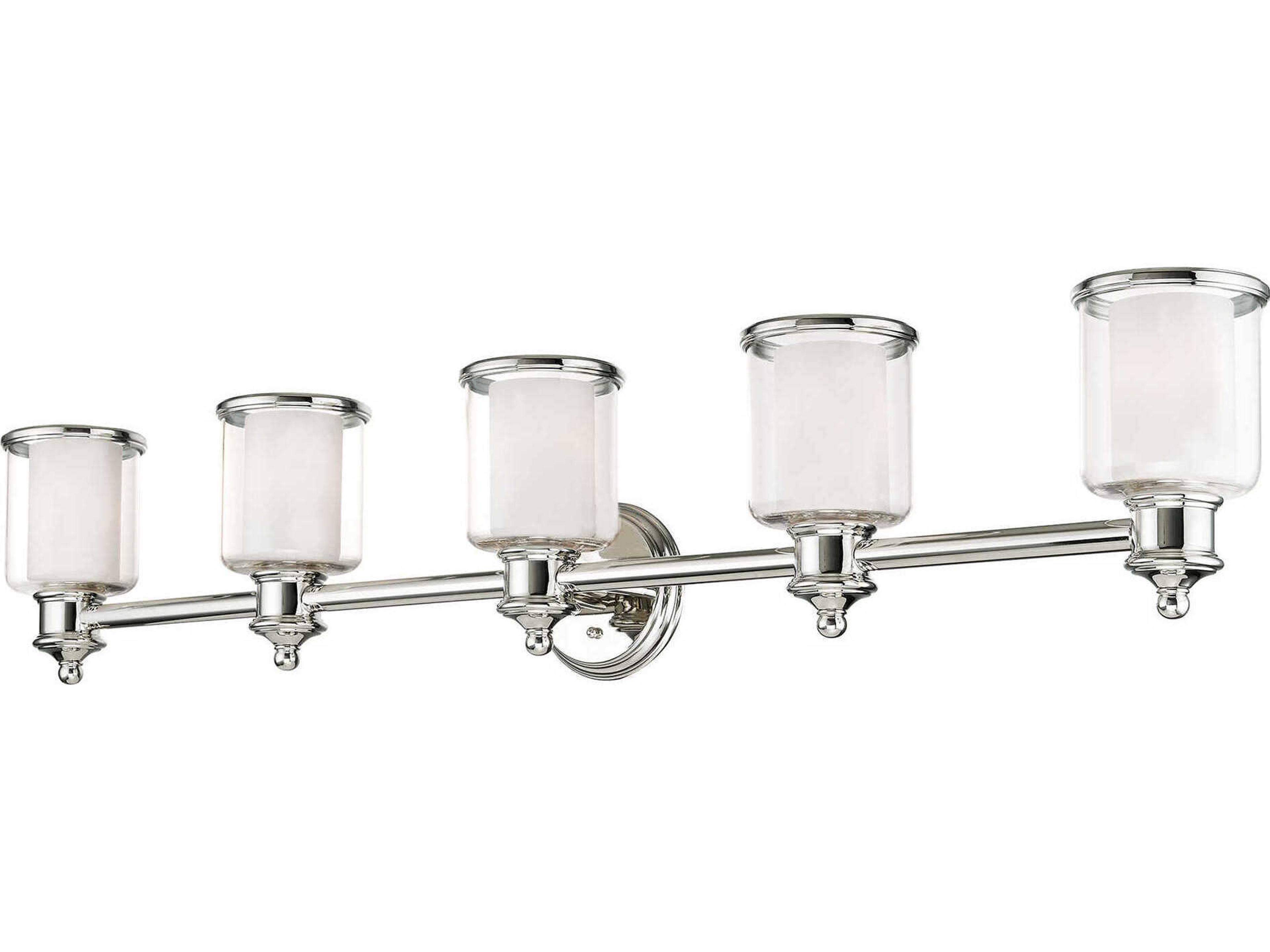 Livex Lighting Middlebush 5-Light Polished Nickel Glass Vanity Light
