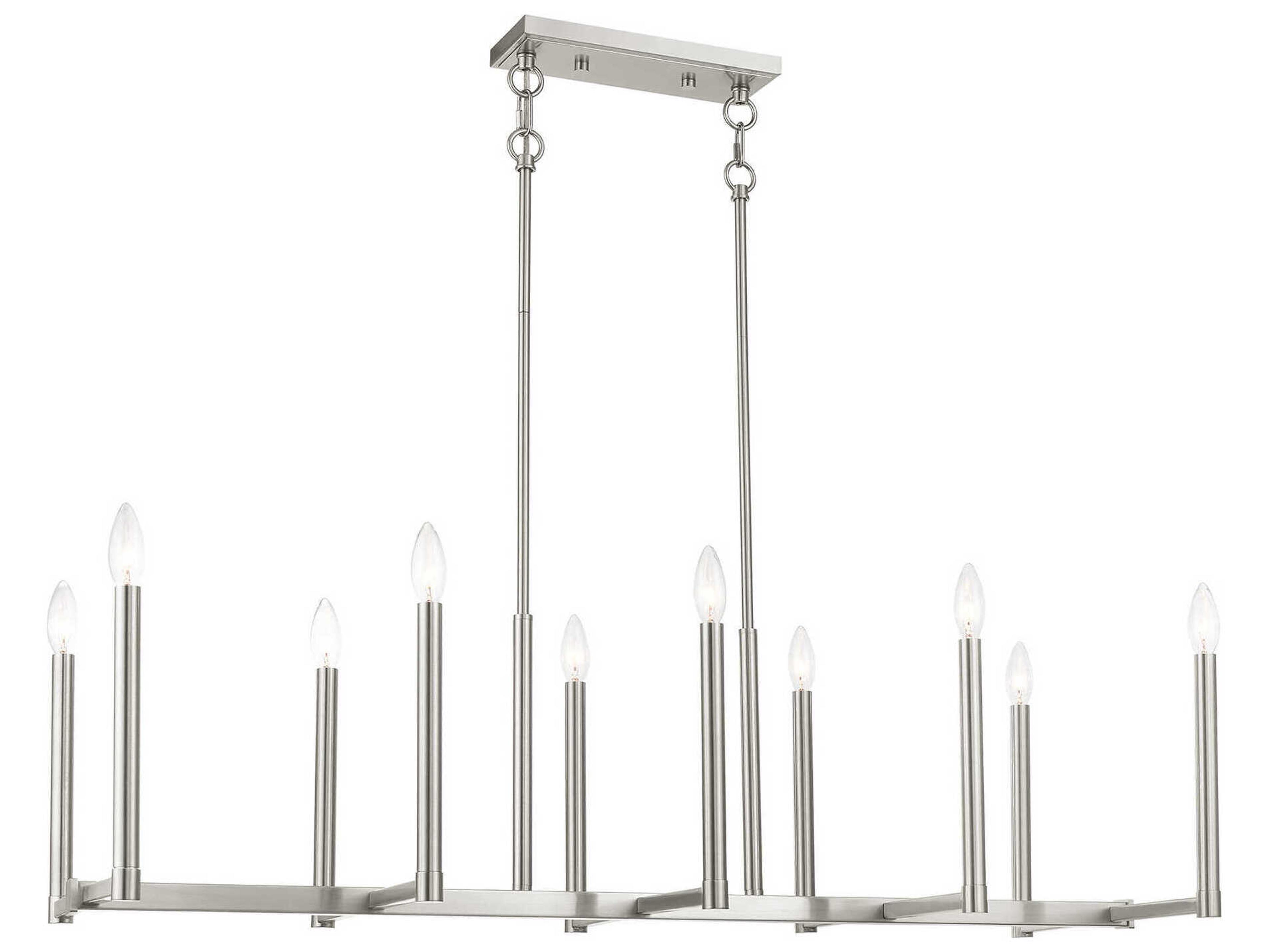 Alpine 10-Light Brushed Nickel Island Pendant