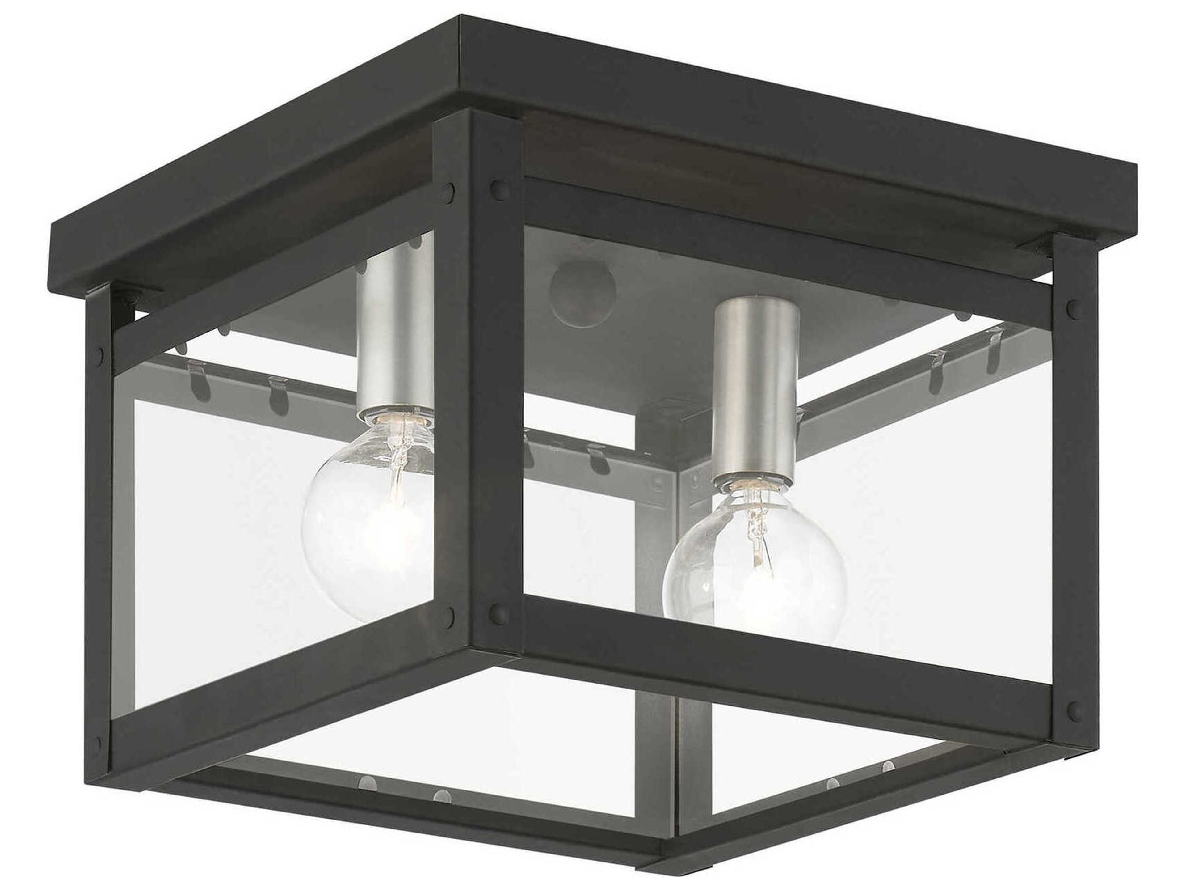 Milford 2-Light Black Brushed Nickel Glass Flush Mount