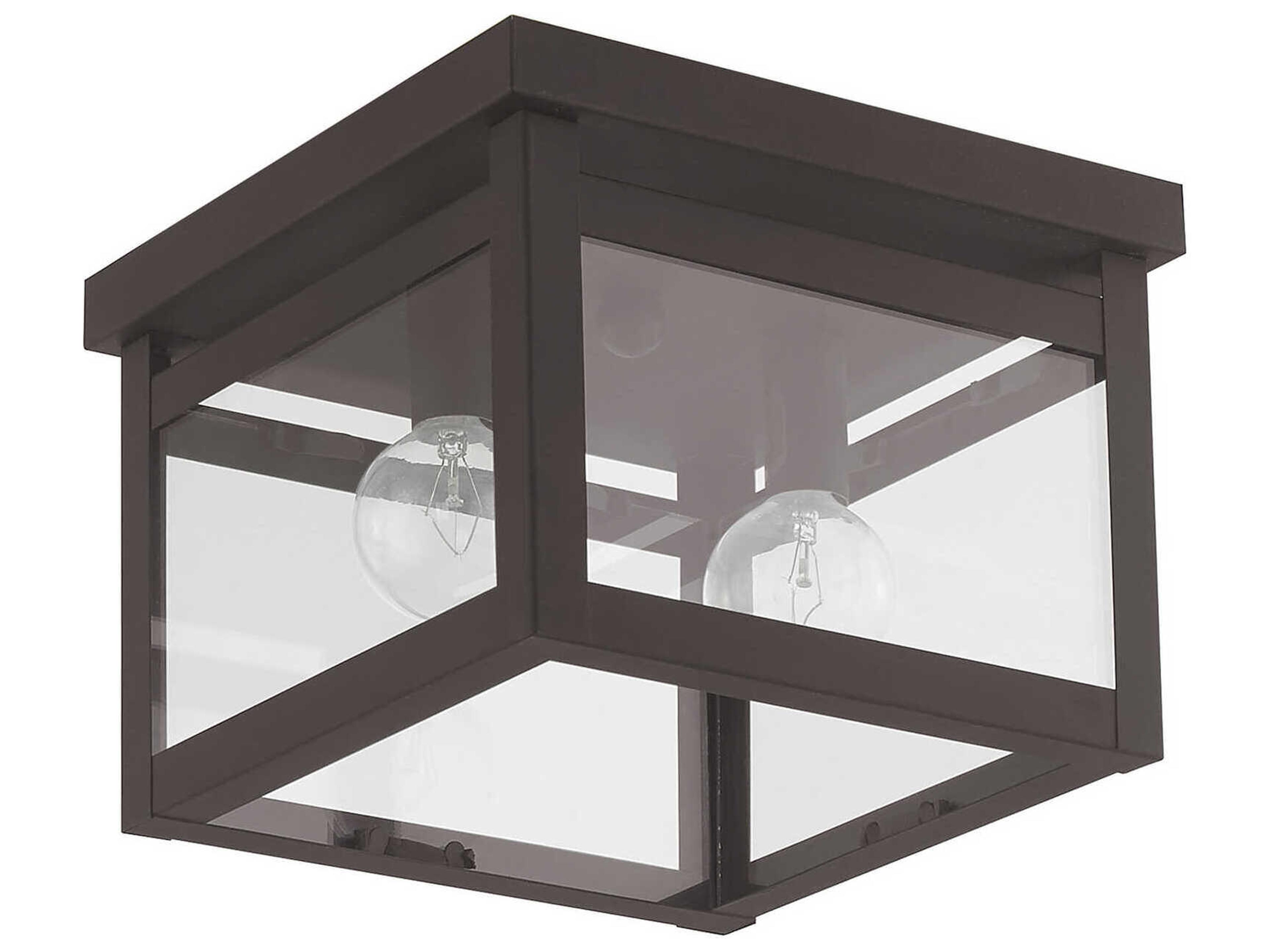 Livex Lighting Milford 2-Light Bronze Glass Flush Mount
