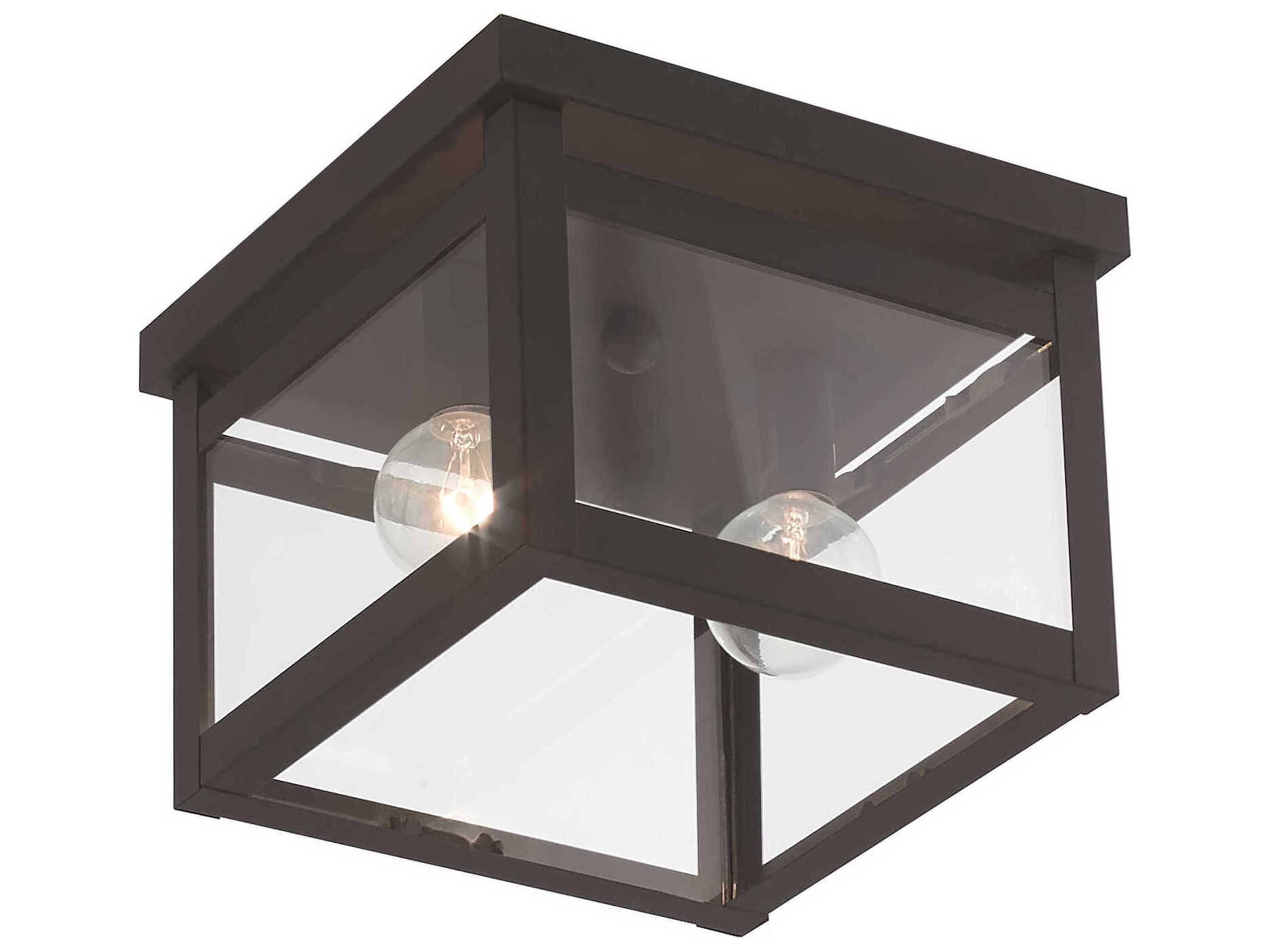 Livex Lighting Milford 2-Light Bronze Glass Flush Mount