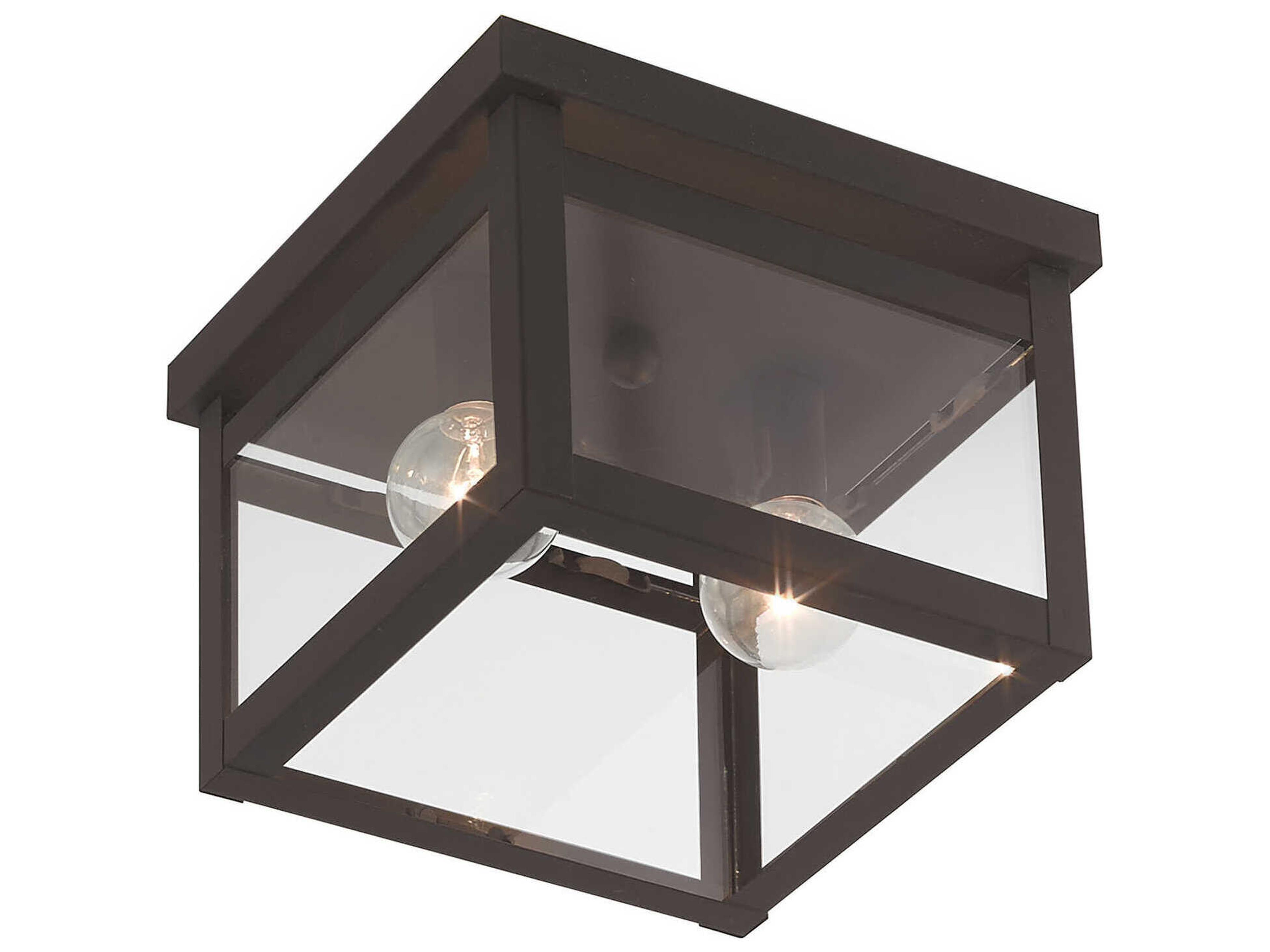 Livex Lighting Milford 2-Light Bronze Glass Flush Mount